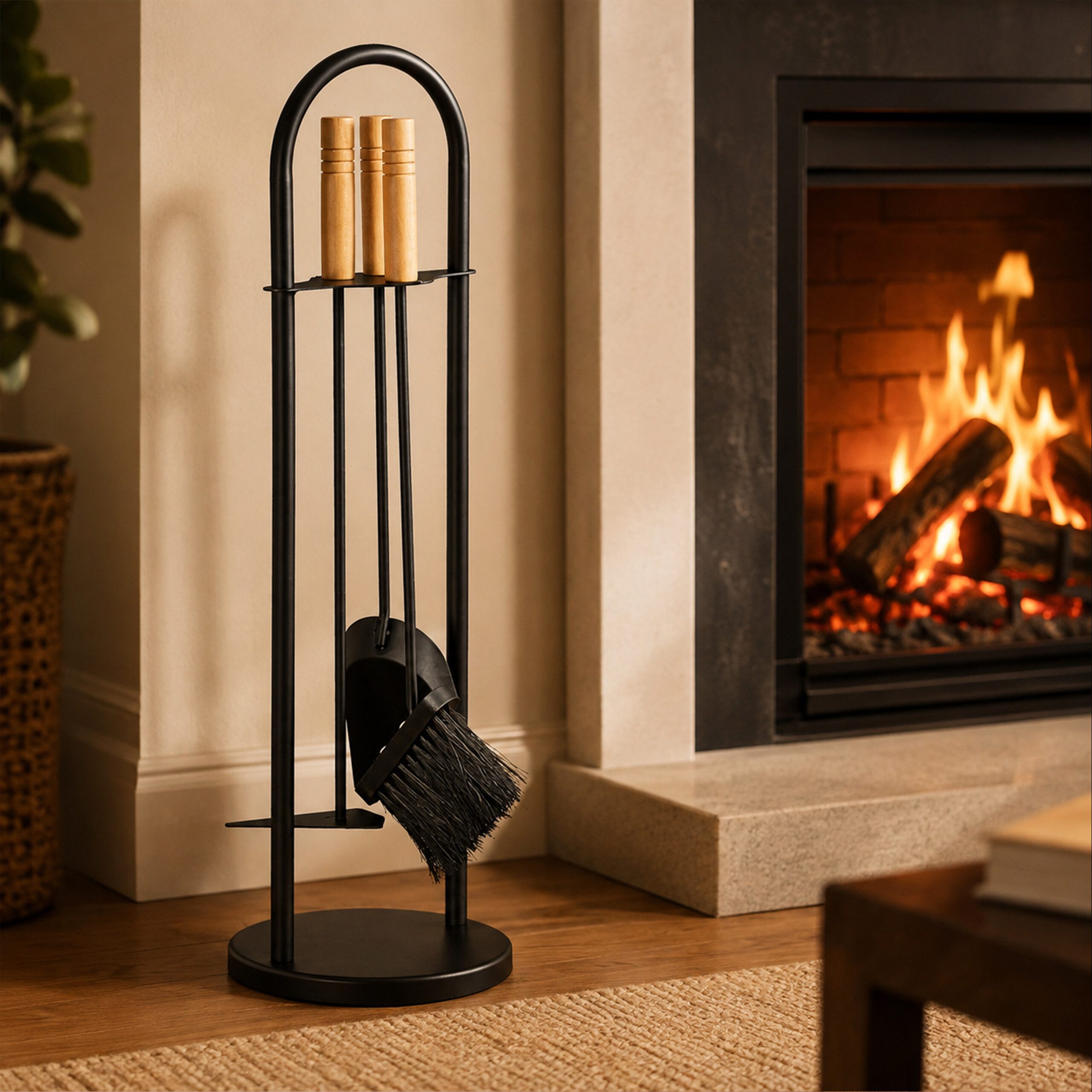 relaxdays Kamingarnitur Kaminbesteck modern 4-teilig, Ofenbesteck