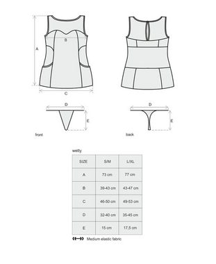 Obsessive Minikleid Wetlook-Kleid Wetty Minikleid mit Netzstoff Chemise Negligee, schwarz
