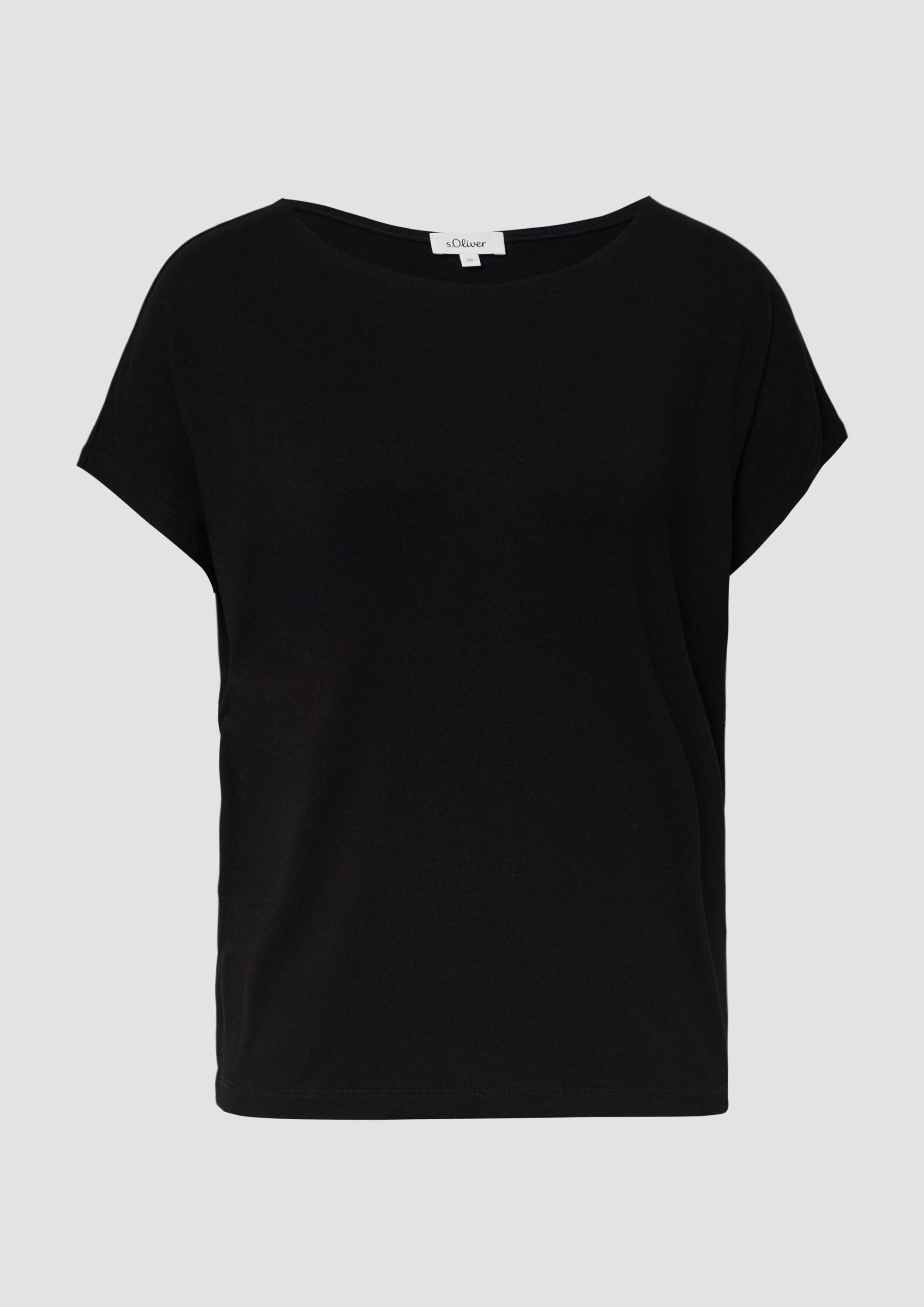 s.Oliver Kurzarmshirt T-Shirt Fließendes Jersey-Shirt mit überschnittenen Schultern