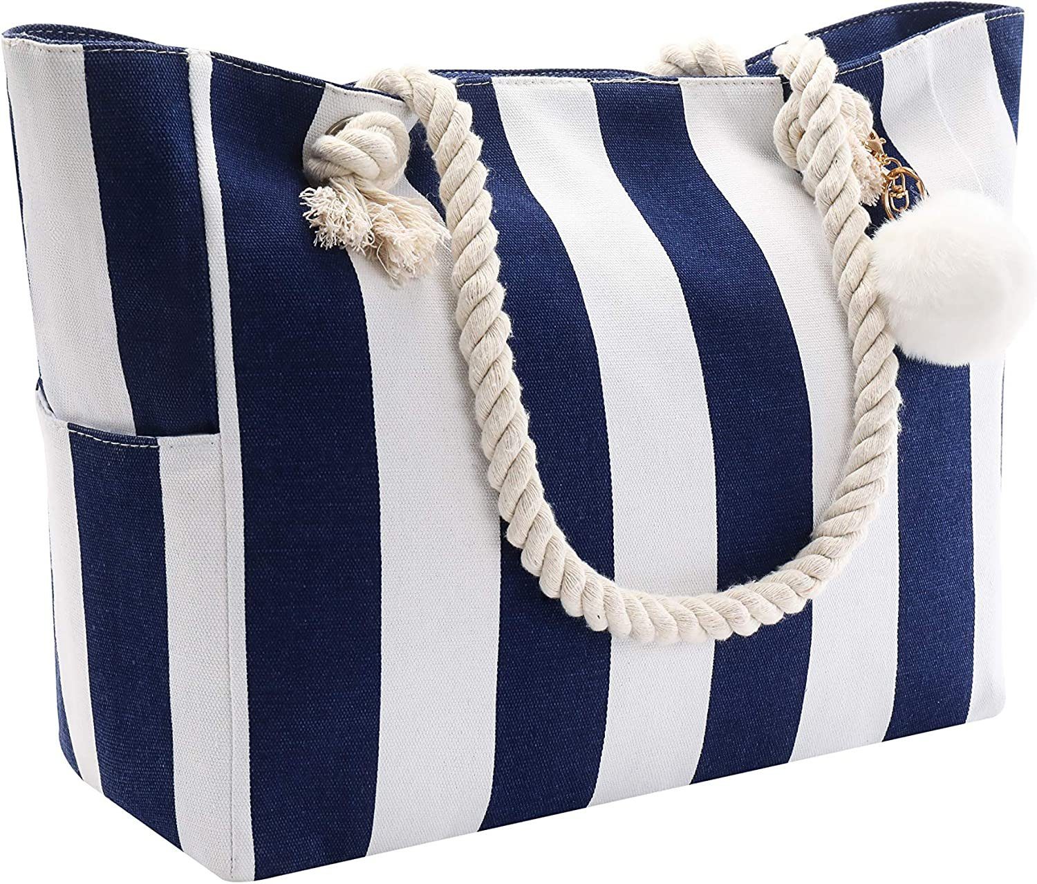 Leway Strandtasche »Damen Strandtasche Große mit Reißverschluss, XXL  Familie Segeltuch Umhängetasche für Reisen, Strand, Schwimmbad«