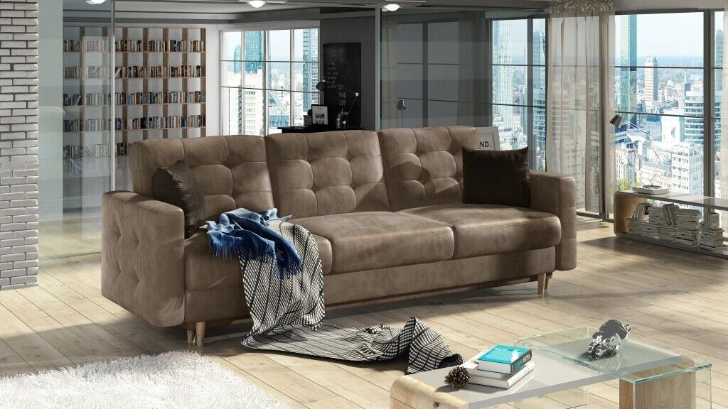 JVmoebel Sofa, Sofa 3 Sitzer Sofas Sitz Couch Polster Modern Dreisitzer Textil Braun