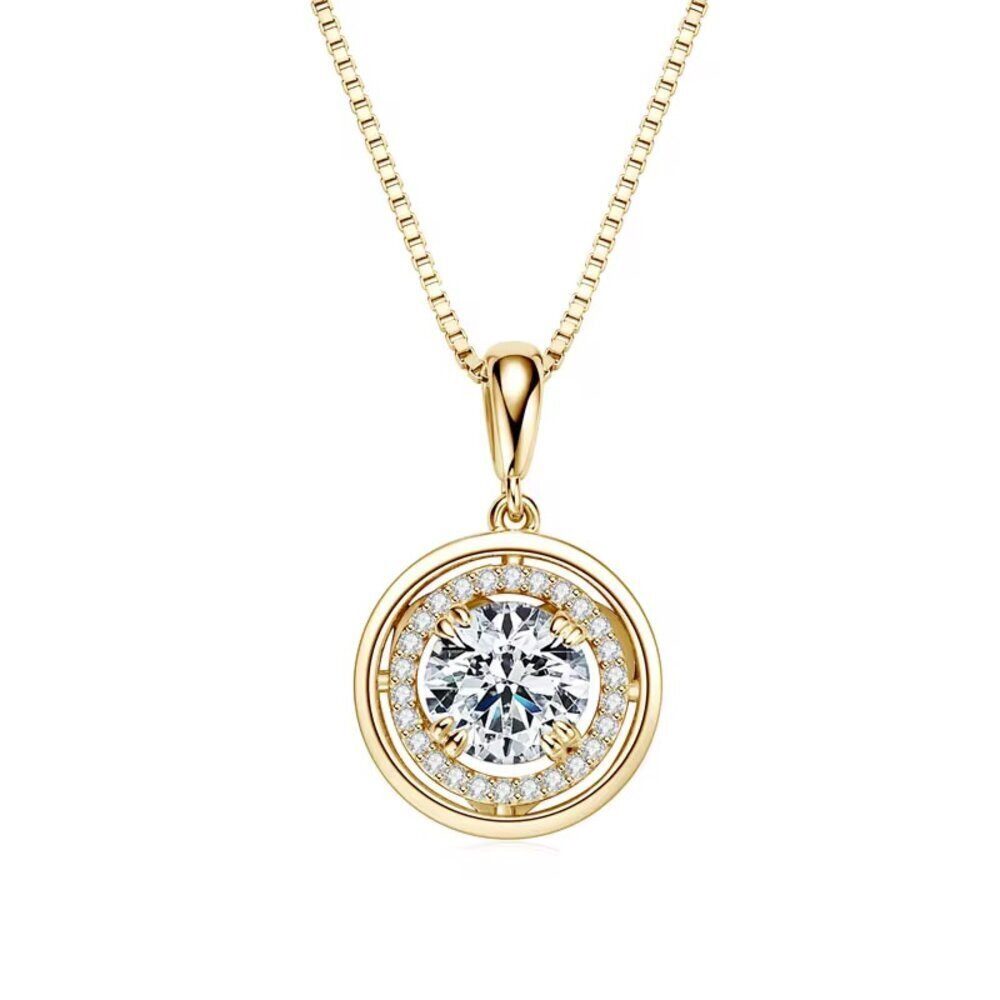 Kette mit Anhänger Exquisite Moissanit Damen Amulett Halskette 1,0ct 925 sterling Silber