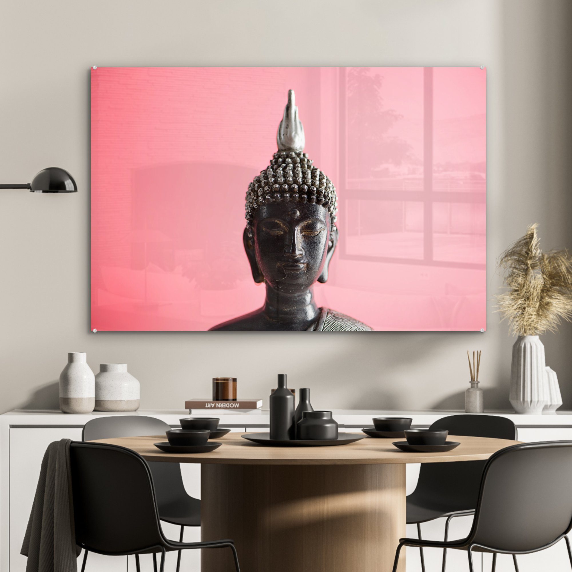 - (1 Acrylglasbild Buddha - MuchoWow Wohnzimmer & St), Acrylglasbilder Gesicht Schwarz, Schlafzimmer