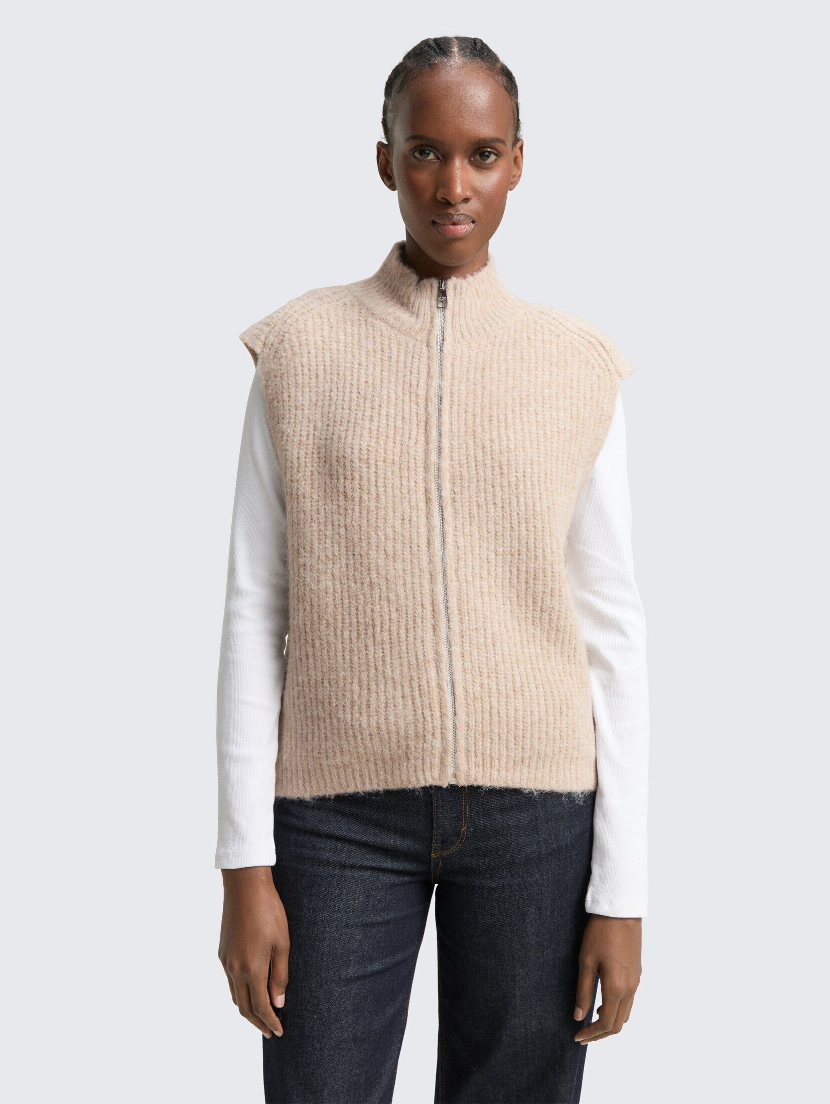 TOM TAILOR Denim Cardigan Pullover & Strickjacken Pullunder mit Stehkragen