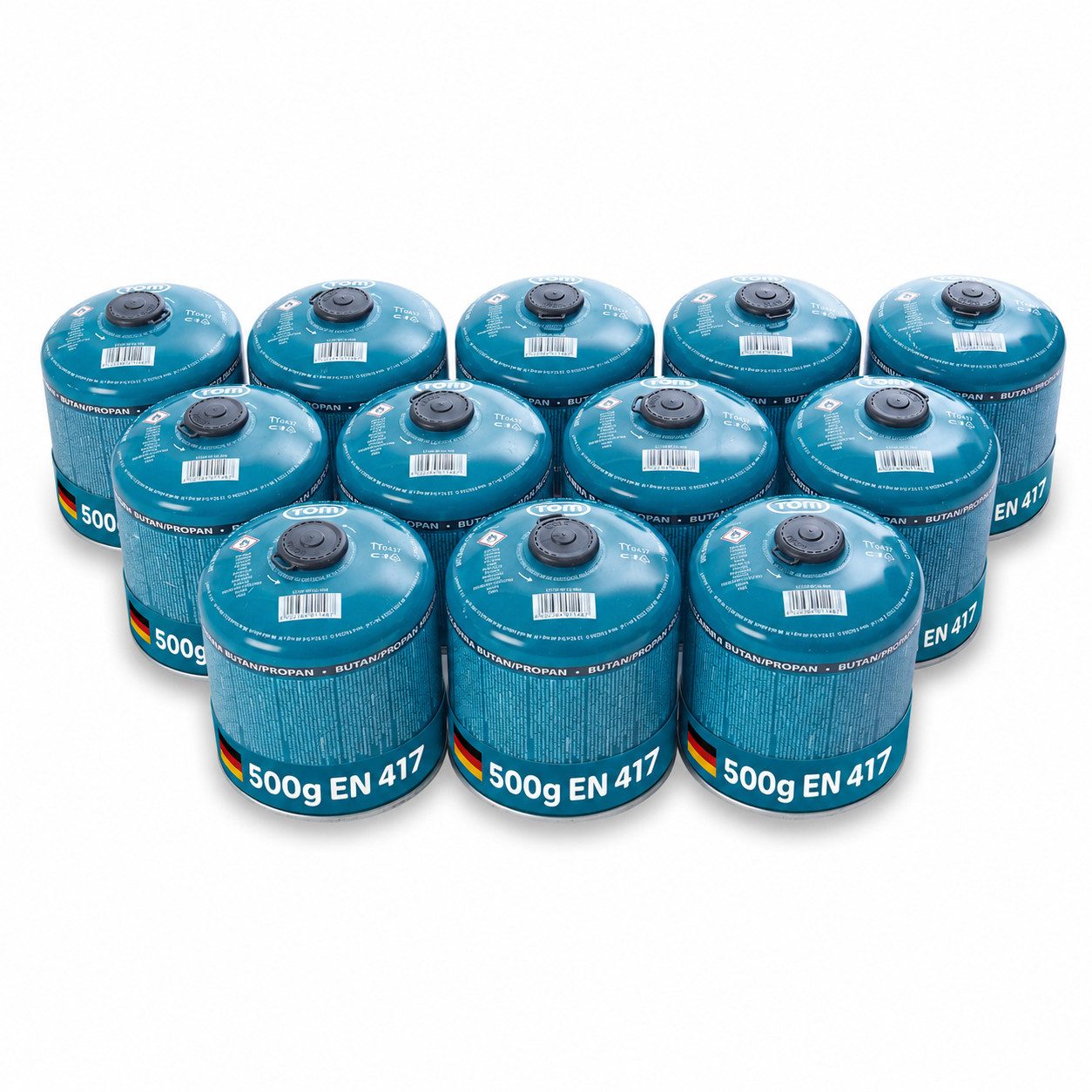 TOM Gaskartusche 500g Schraubgaskartuschen Set EN417, 12 St., Butan-/Propangemisch, 12er Set