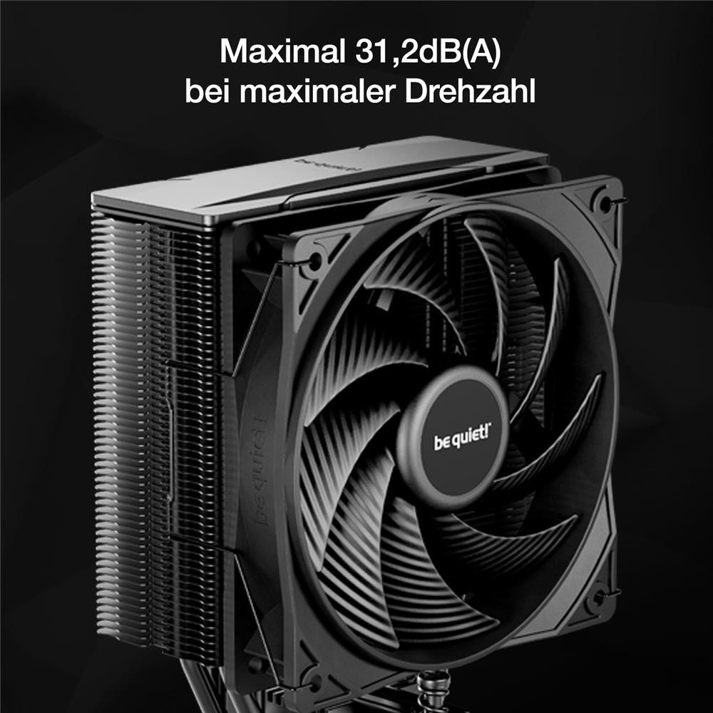 be quiet! CPU Kühler Pure Rock 3 Black, sehr hohe Kühlleistung, 4 Hochleistungs-Heatpipes – Bild 5 von 5