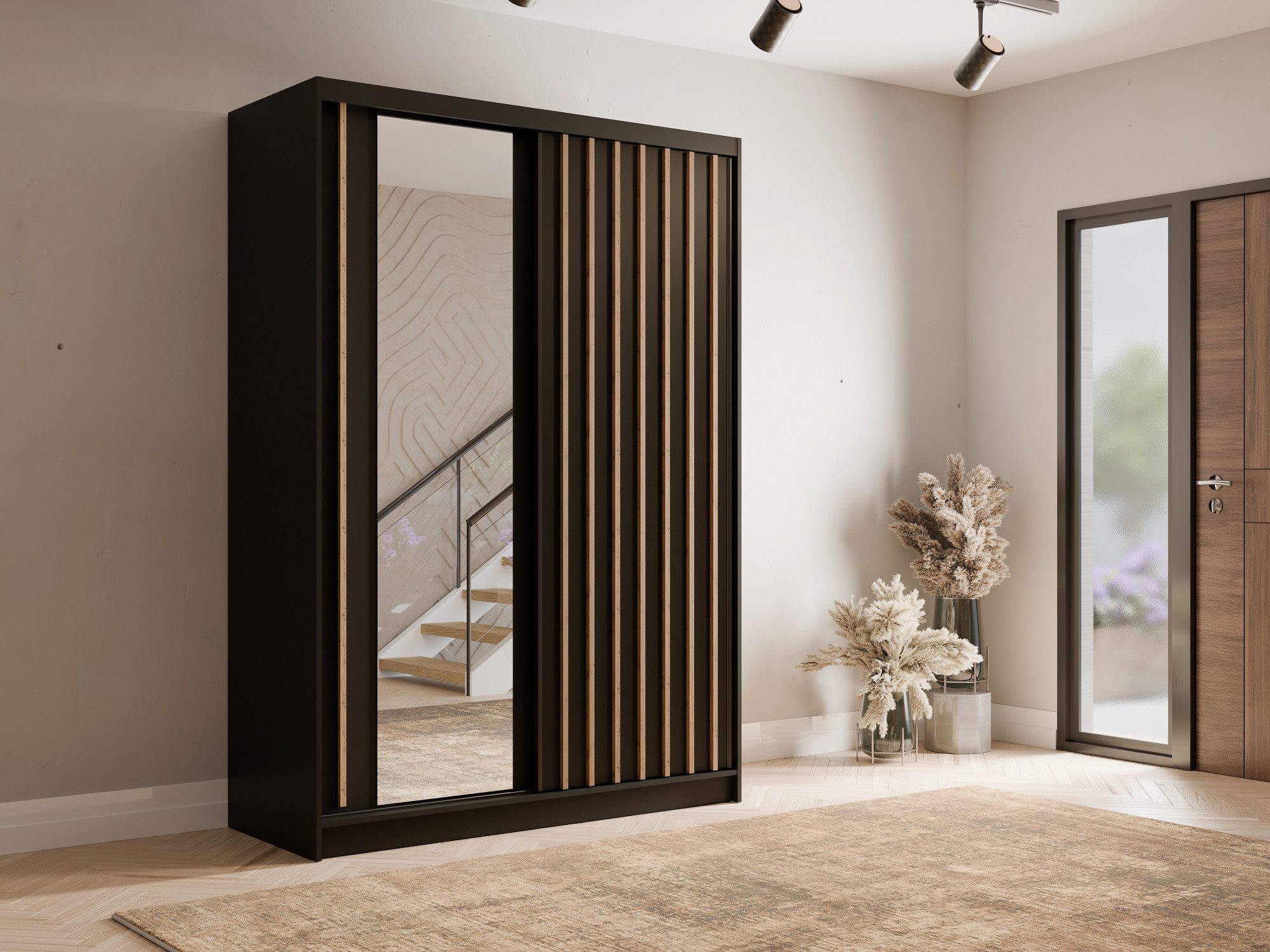 Home affaire Kleiderschrank VILLEFRANCHE modern mit viel Stauraum, Fächer & Kleiderstange, Spiegel Garderobe in 3 Breiten (155, 205, 248 cm), erhältlich in 3 Fa – Bild 4 von 5