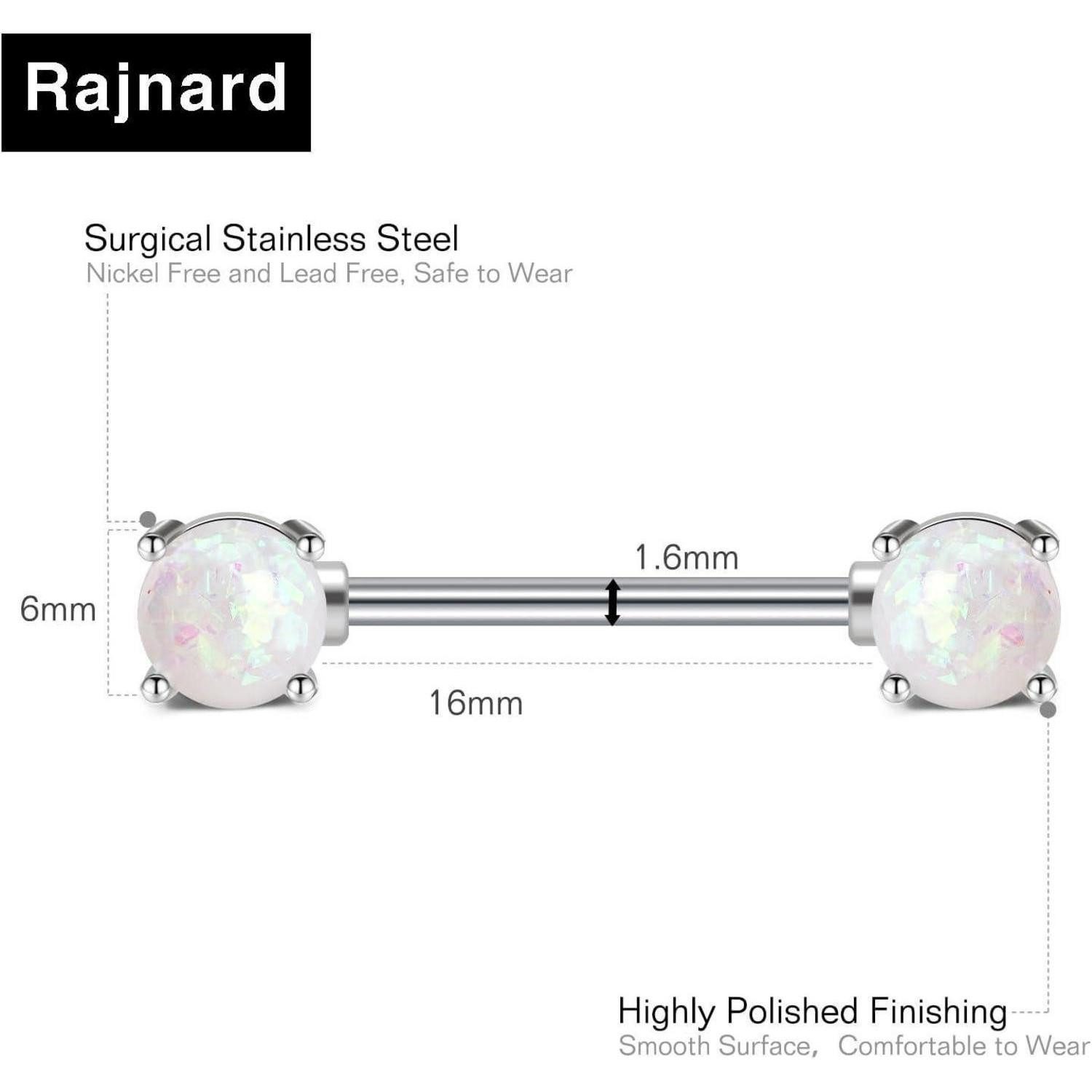 LuxusKollektion Brustwarzenpiercing Nippelpiercing Chirurgenstahl 14G 16mm Brustwarzenpiercing Silber