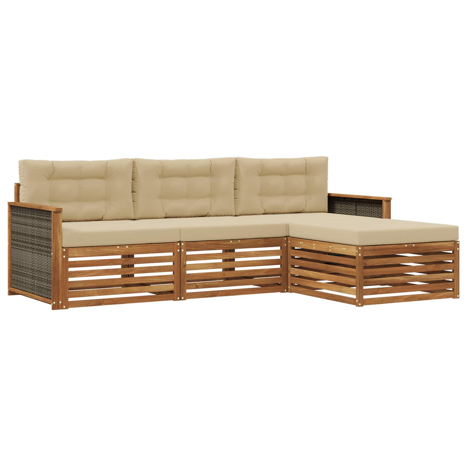 Gartenlounge-Set Outdoor-Sofagarnitur Natur und Beige 249,5 x 162,5 x 73 cm
