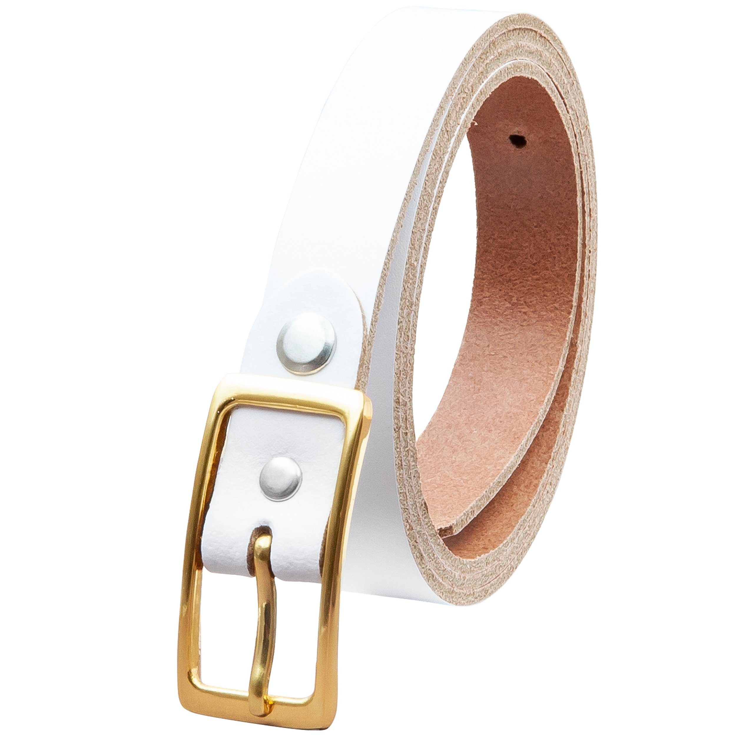 COLOGNEBELT Ledergürtel OM12-SL-Weiss MADE IN GERMANY, Weiss Kürzbar, 100 % Echtleder, Unisex