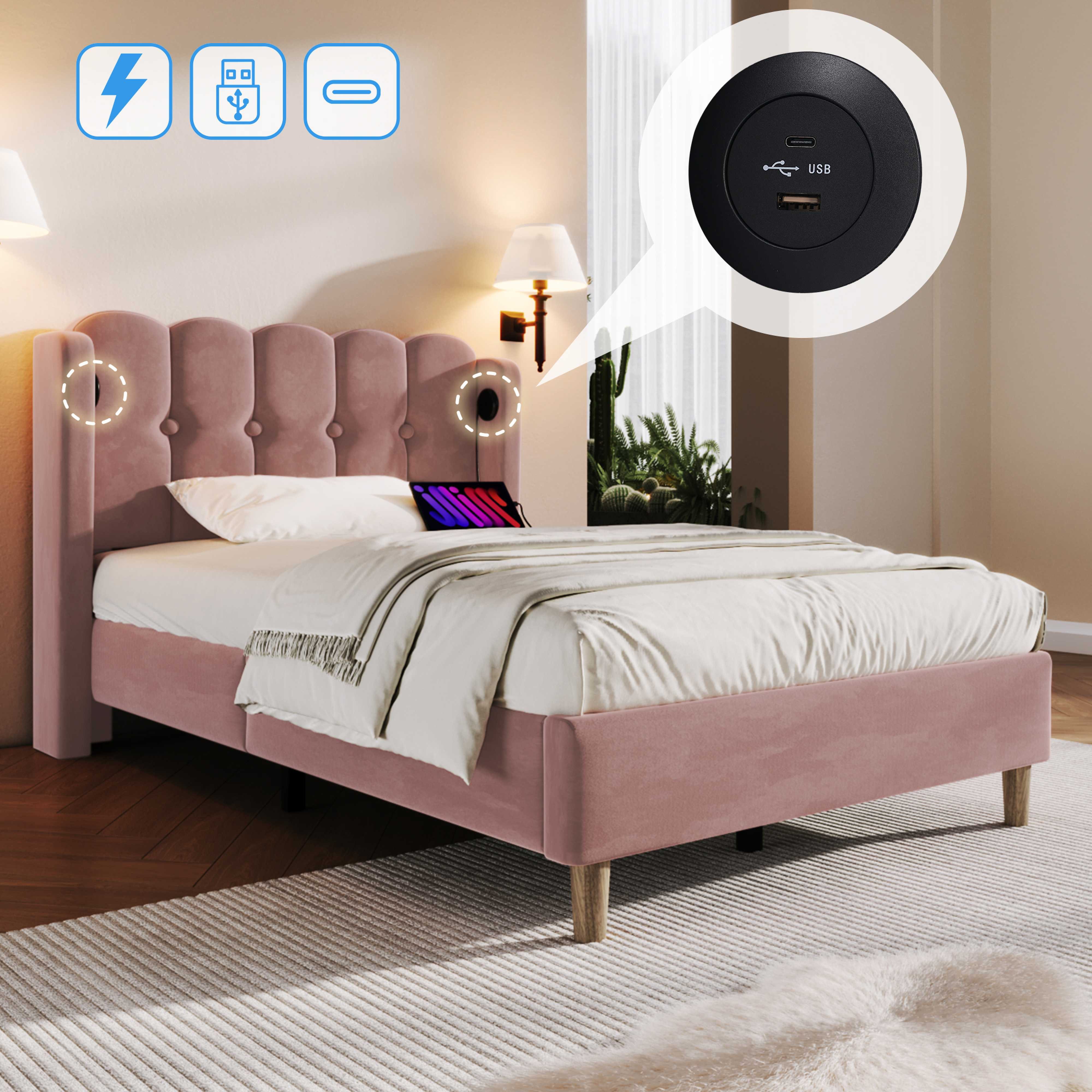 BlingBin Einzelbett Polsterbett Doppelbett (1-tlg), Leinenmaterial günstig online kaufen