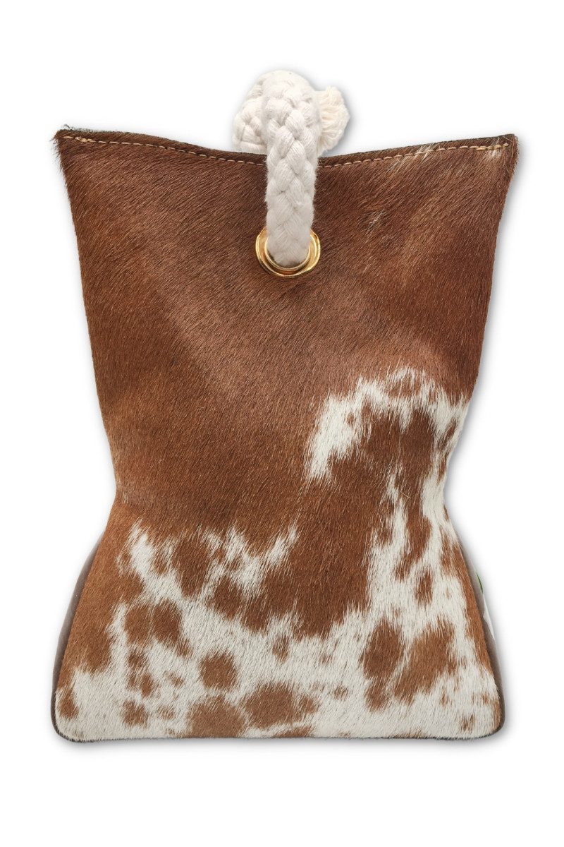 Heino Felle Fellkissen Türstopper - KUHFELL/LEDER - braun, schwarz