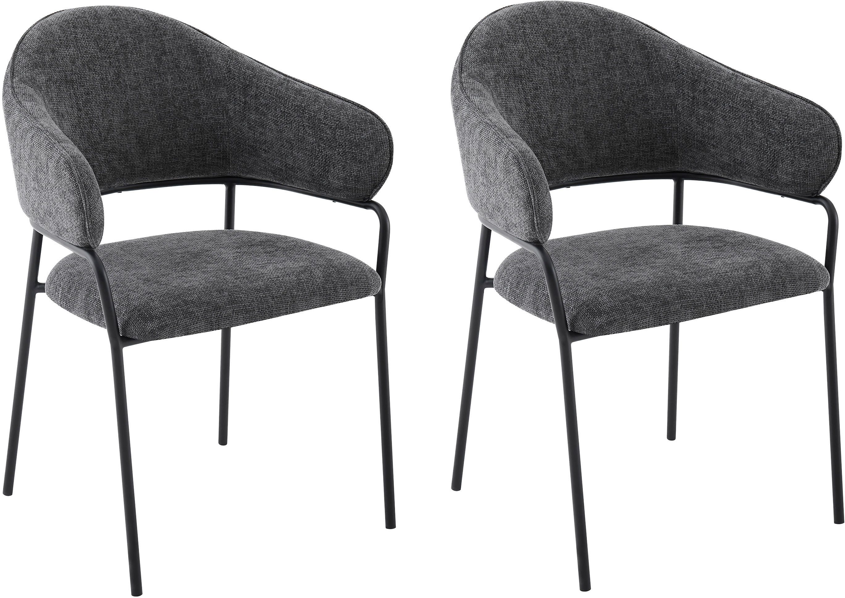 byLIVING Esszimmerstuhl Curve (Set, 2 St), moderner Stoff Stuhl mit gemütlichem Sitzkomfort, verschiedene Farben.