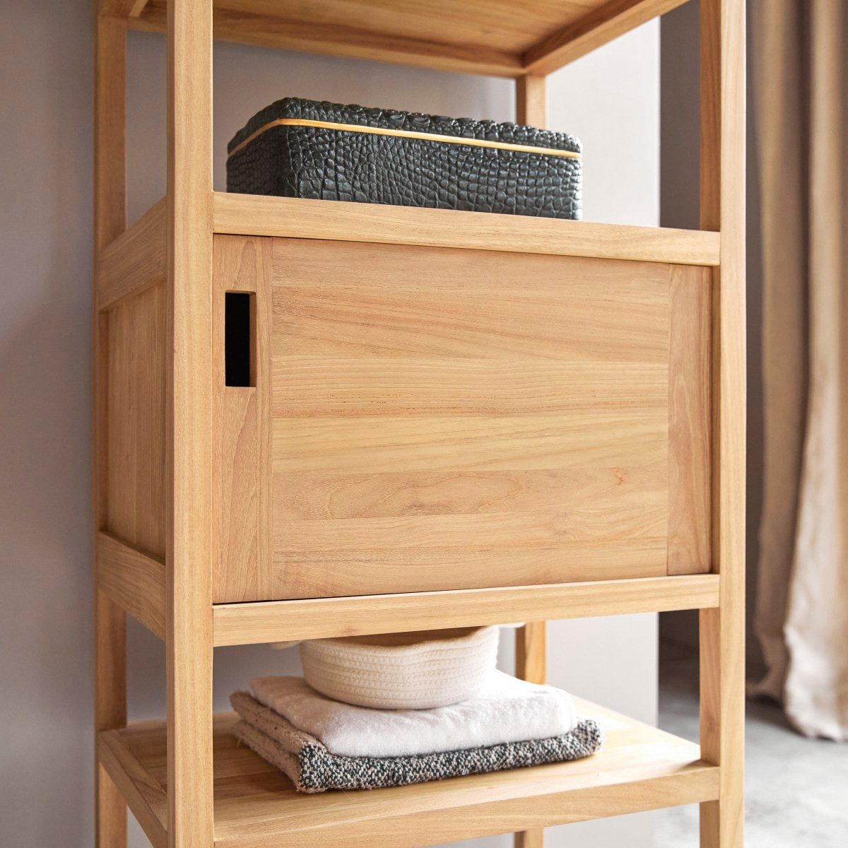 Tikamoon Hochschrank Hochschrank aus Teakholz 140 Arty