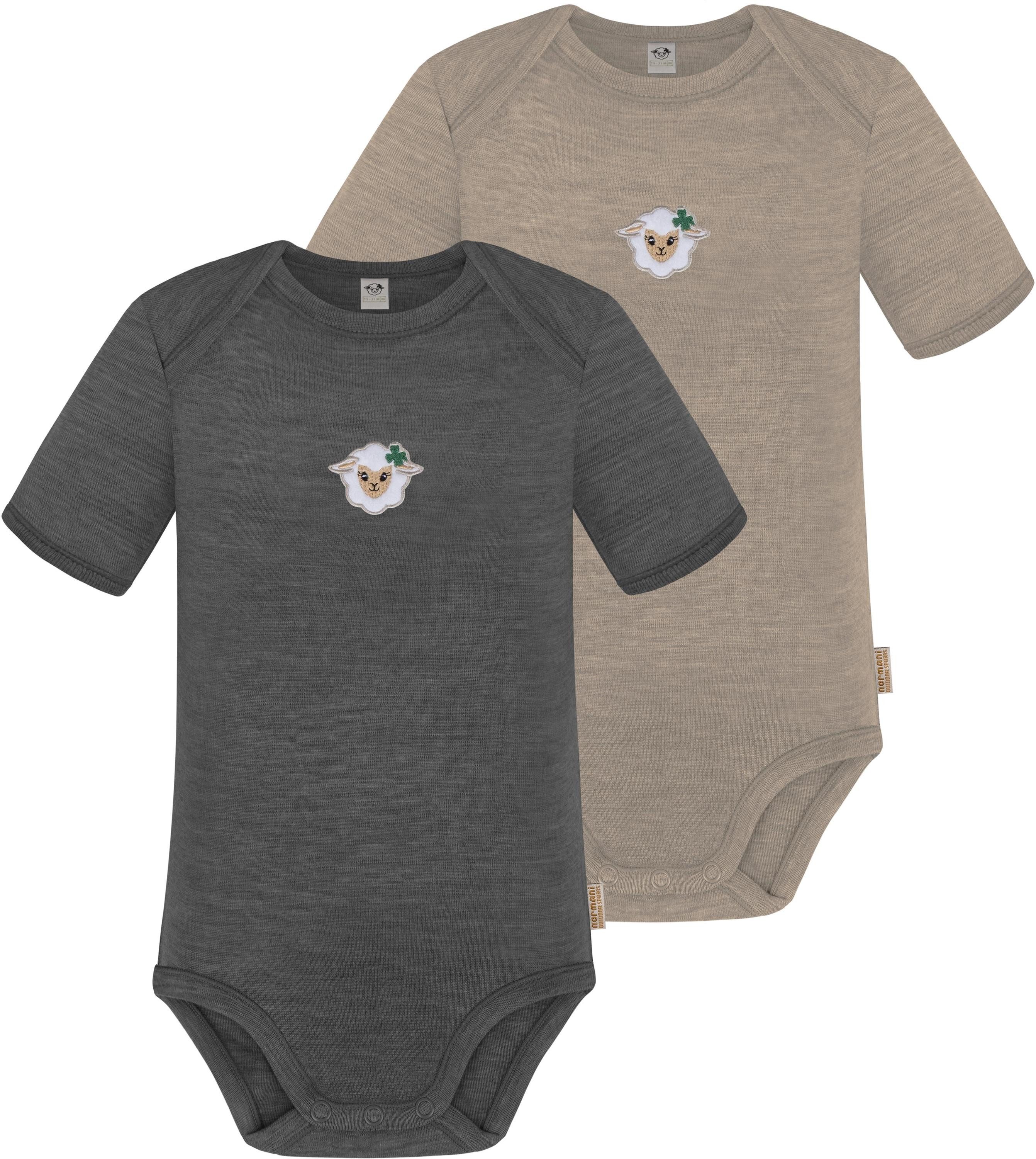 normani Kurzarmbody 2er Set Baby Merino Body Kurzarm Tauranga Baby-Bodysuit Strampler aus 100 % Merinowolle und OEKO-TexStandard 100