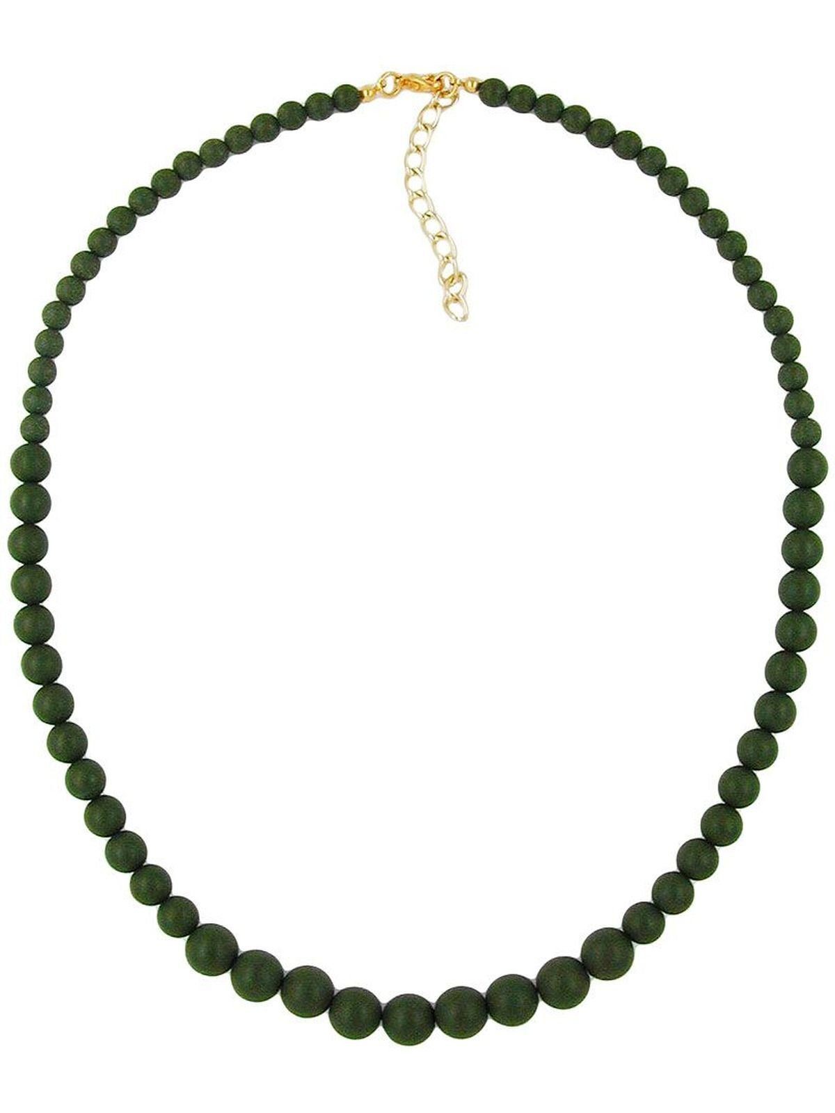 Gallay Perlenkette Kette verlaufend, oliv-matt (1-tlg)