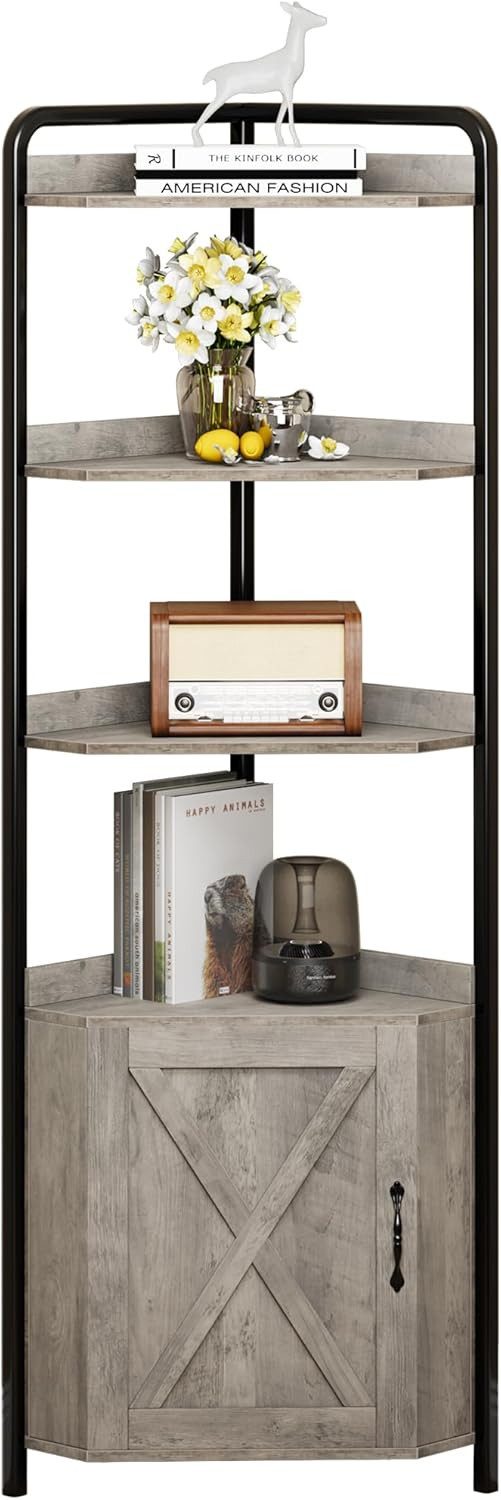 GarveeMore Eckschrank 5-stufiger,hoher Eckschrank,rustikales Lagerregal,180 günstig online kaufen