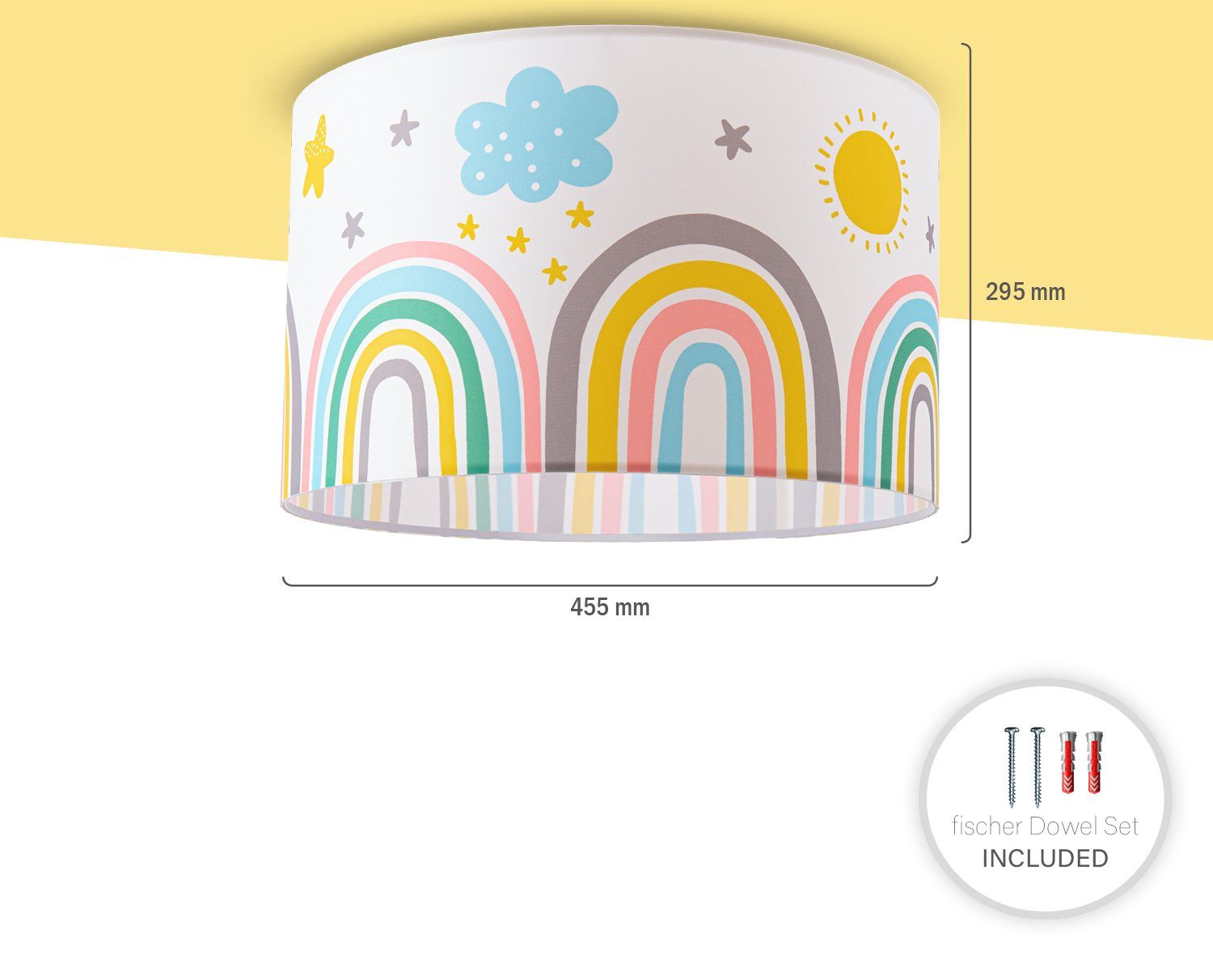 Paco Home Deckenlampe Regenbogen Wolken Tweet Kinderzimmer Deckenleuchte ohne E27 Sterne Leuchtmittel, 462, Lampe Sonne