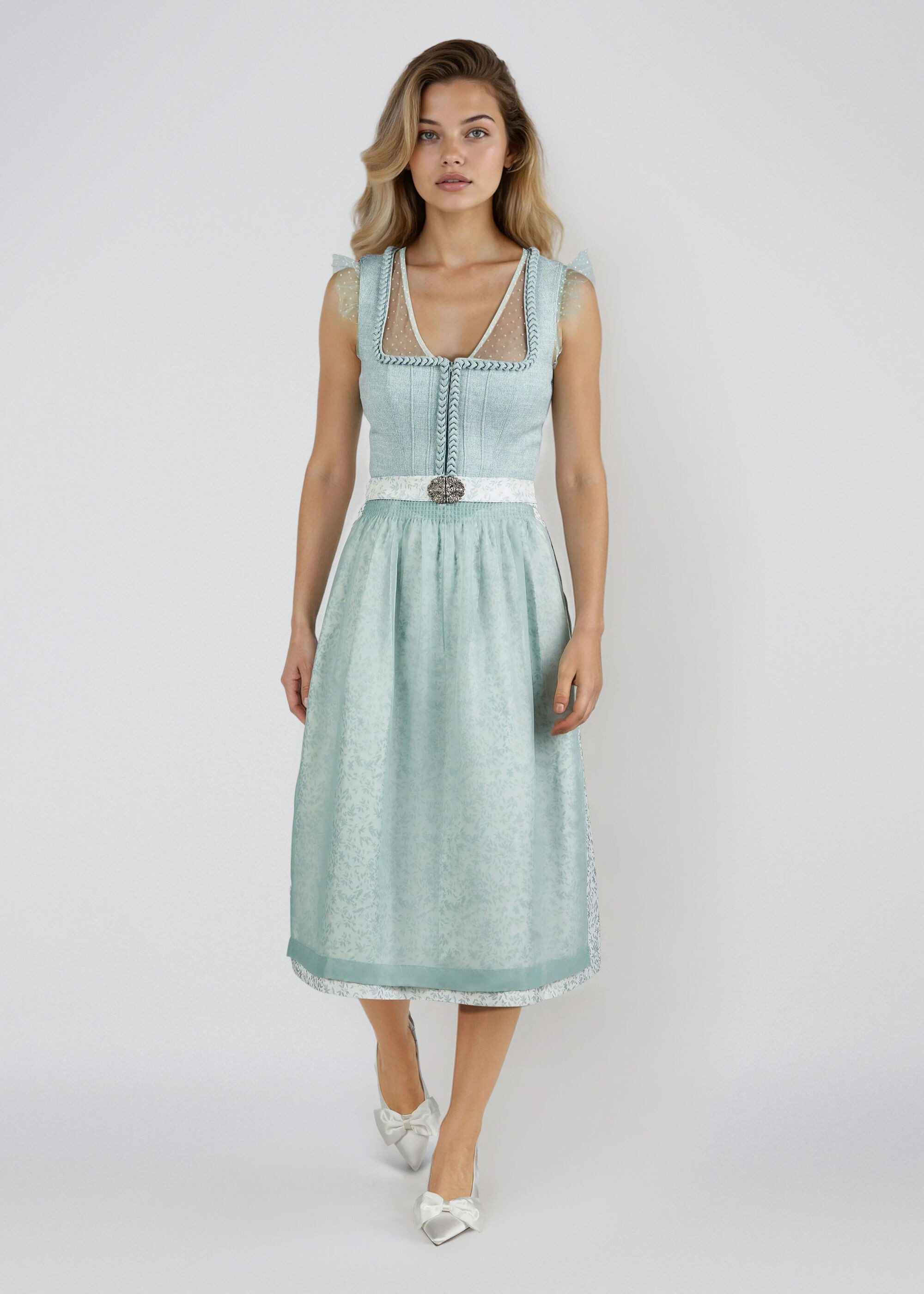 Spieth & Wensky Dirndl Hala in feine Leinenoptik und dekorative Zopfborte