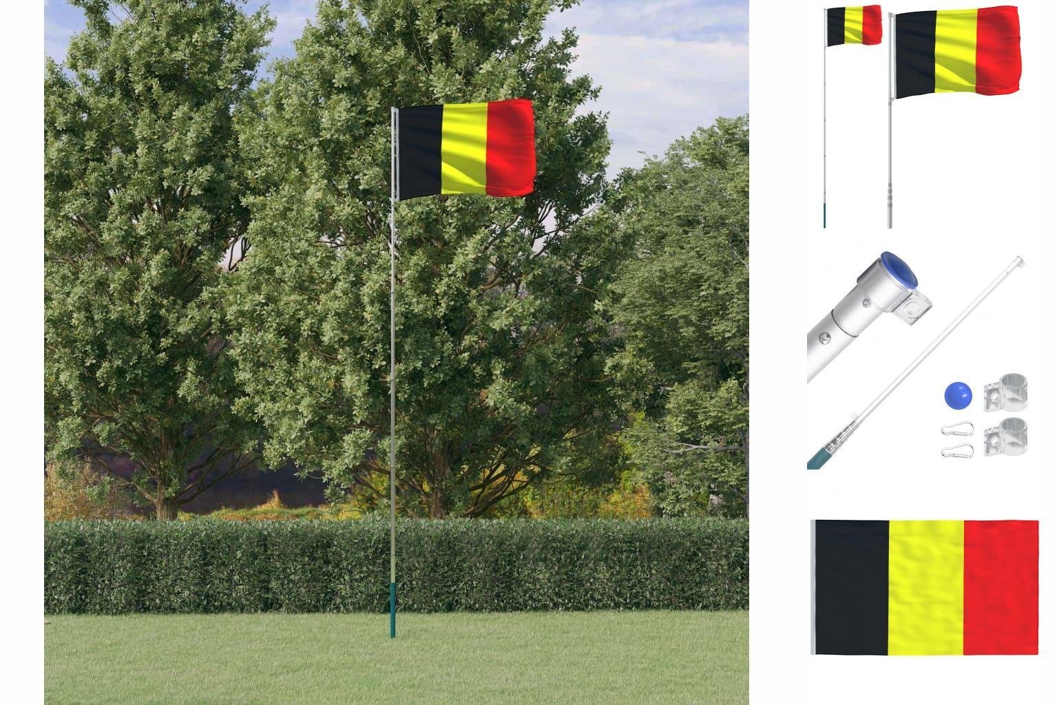 vidaXL Fahne Flagge Belgiens mit Mast 5,55 m Aluminium Fahnenmast