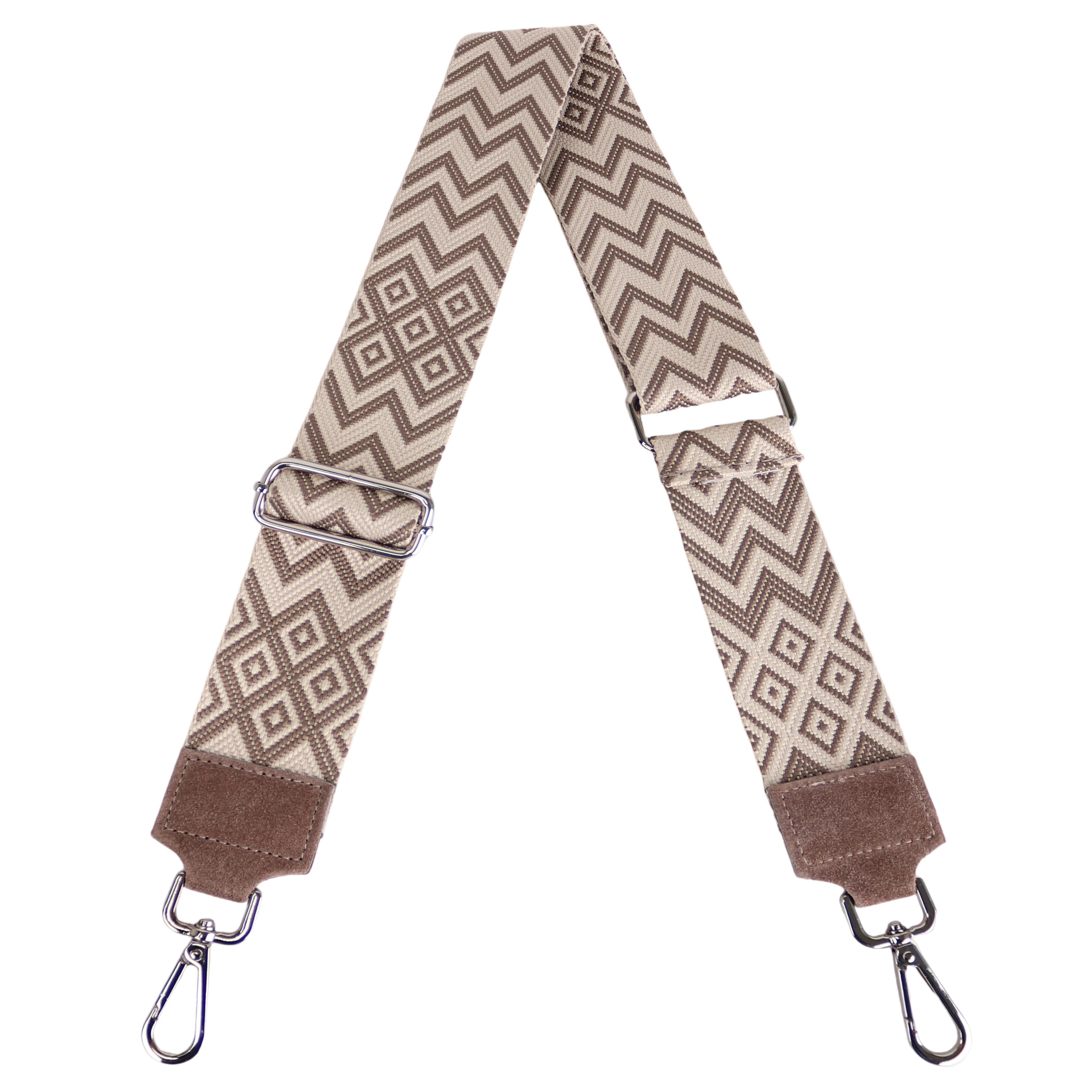 MIRROSI Schulterriemen Made in Italy aus Echtleder Schultergurt für Tasche zum Wechseln (passt perfekt für die Taschen aus Veloursleder) 5cm Breit Bohemian Style, Lederbesatz aus Wildleder