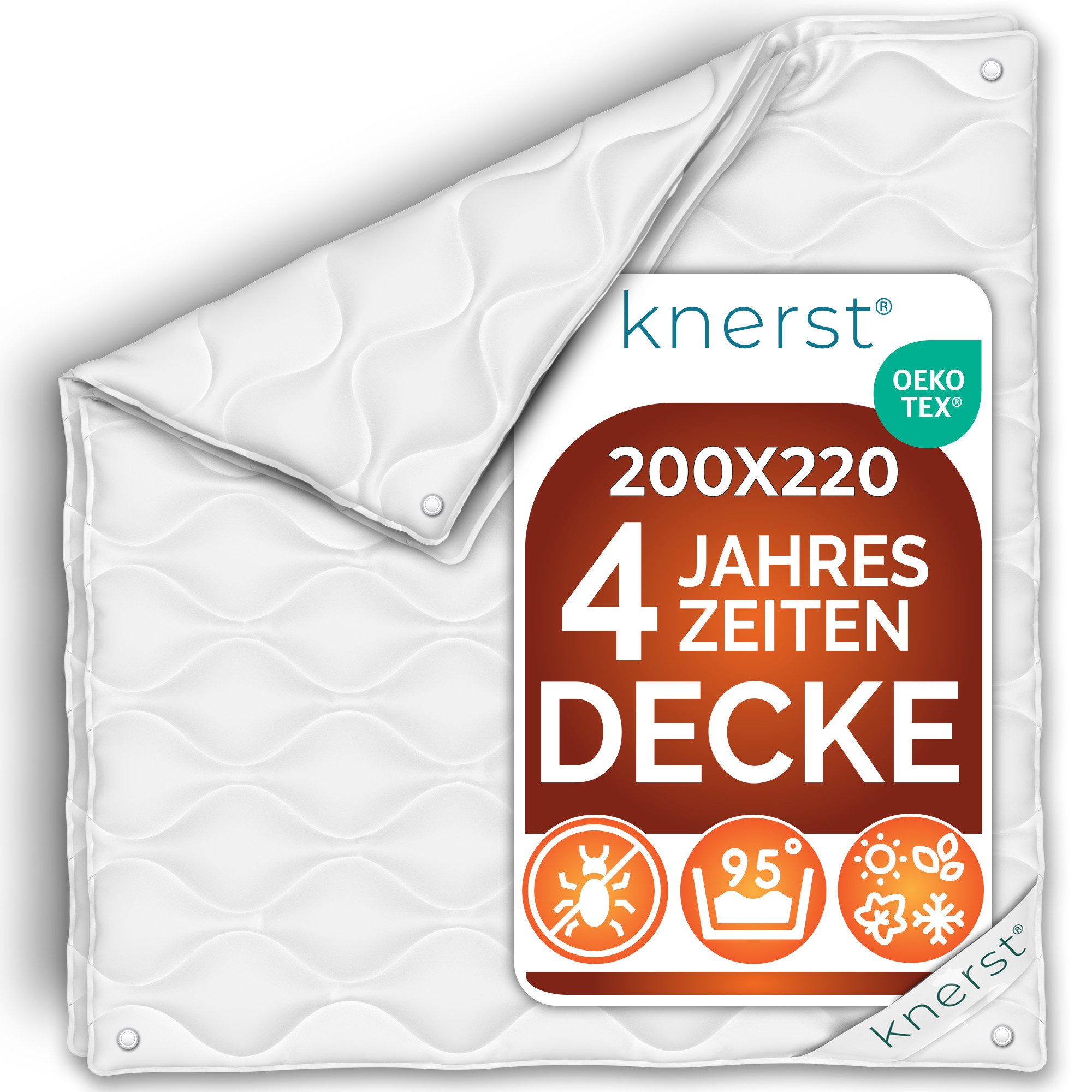 KNERST Microfaserbettdecke Allergiker Bettdecke Atmungsaktiv Klimafaser Steppdecke, Füllung: Klimafaser-Polyesterfüllung, Bezug: Polyester, Ganzjahresdecke 200x220 cm, Klimafaserfüllung, allergikerfreundlich