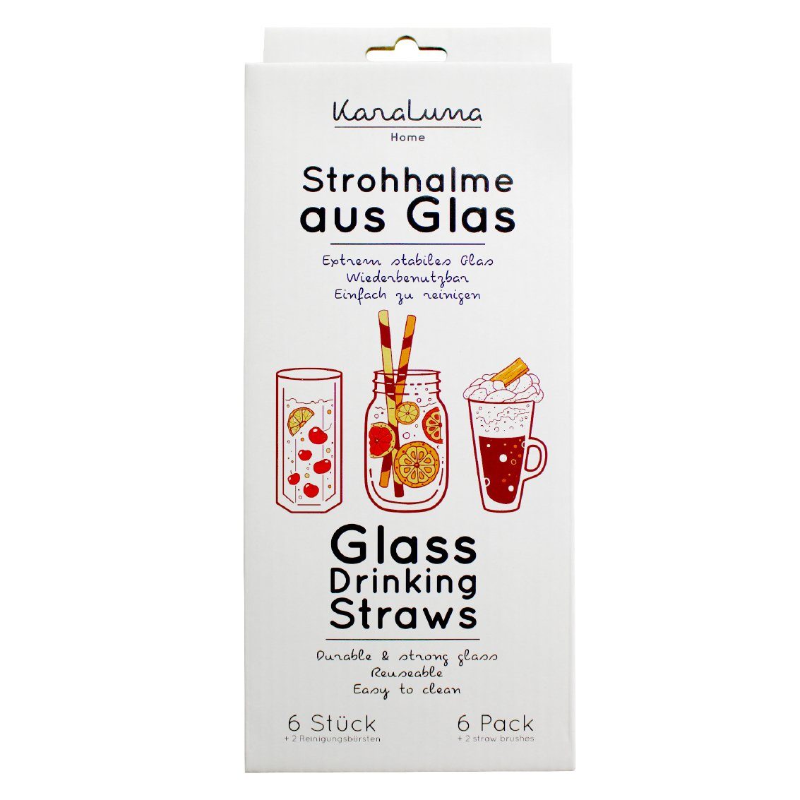 KaraLuna Trinkhalme Strohhalme aus Glas, bunt & gerade I Glasstrohhalm, Borosilikatglas, nachhaltige und wiederverwendbare Strohhalme – Bild 4 von 4