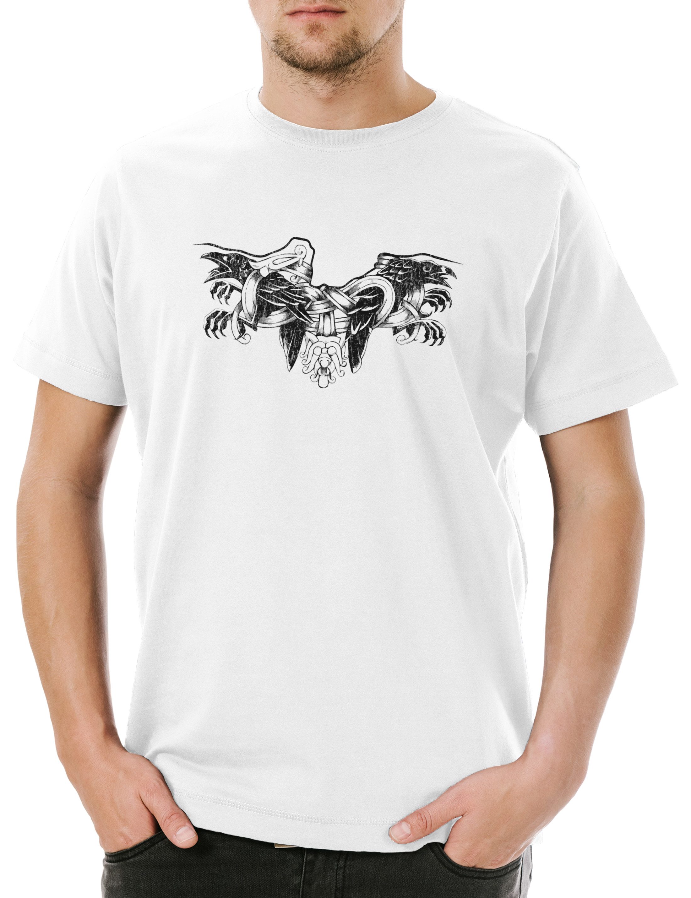 Print-Shirt Odhin Ravens II Herren T-Shirt Hugin Vikings Munin Raben Wikinger