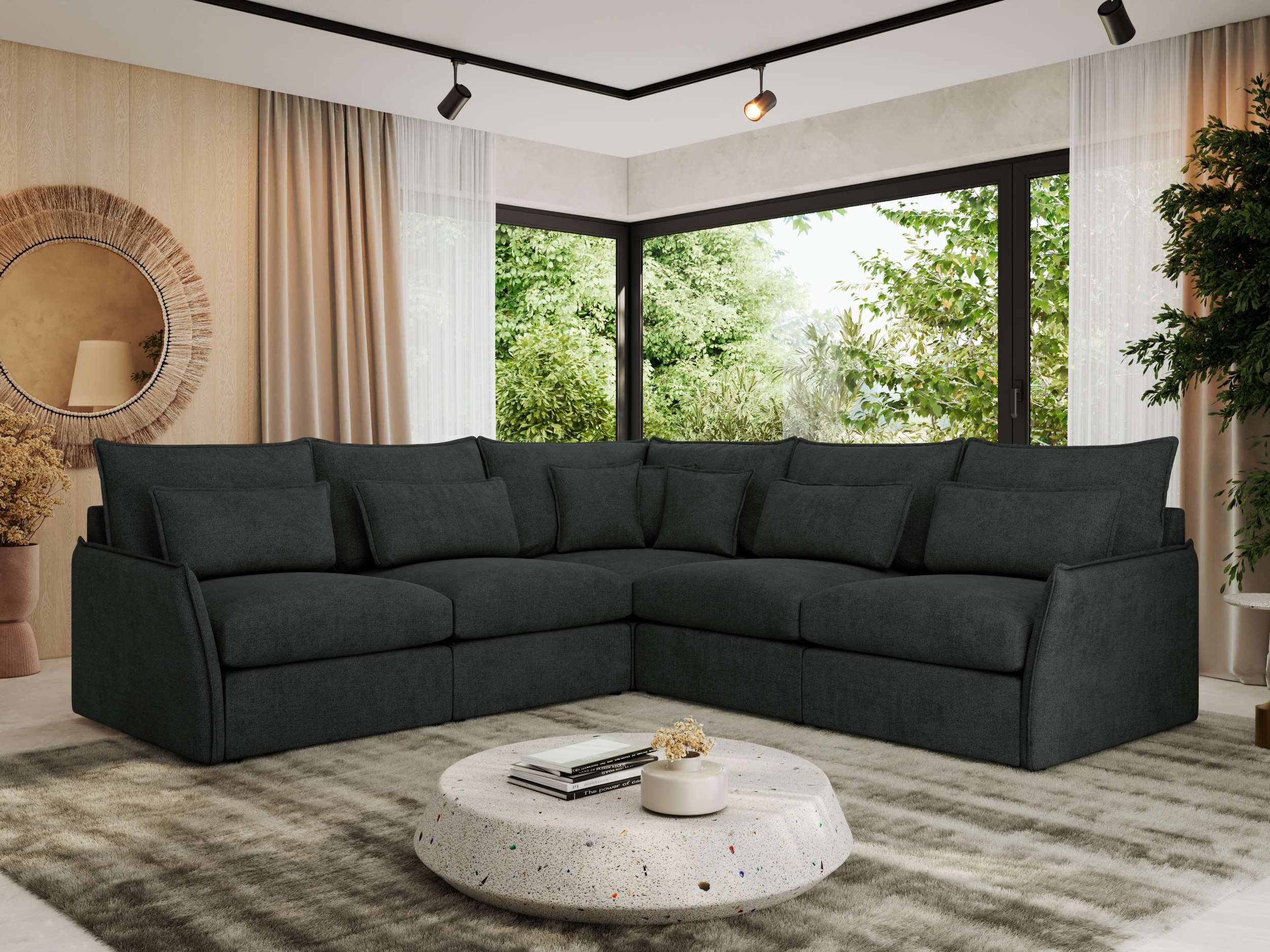 MKS MÖBEL Ecksofa VERSO L, Set, CME30-Schaum, Wohnlandschaft, Zierkissen, Ecksofa L-Form, lose Kissen, Wellenfedern, modulare Sofa