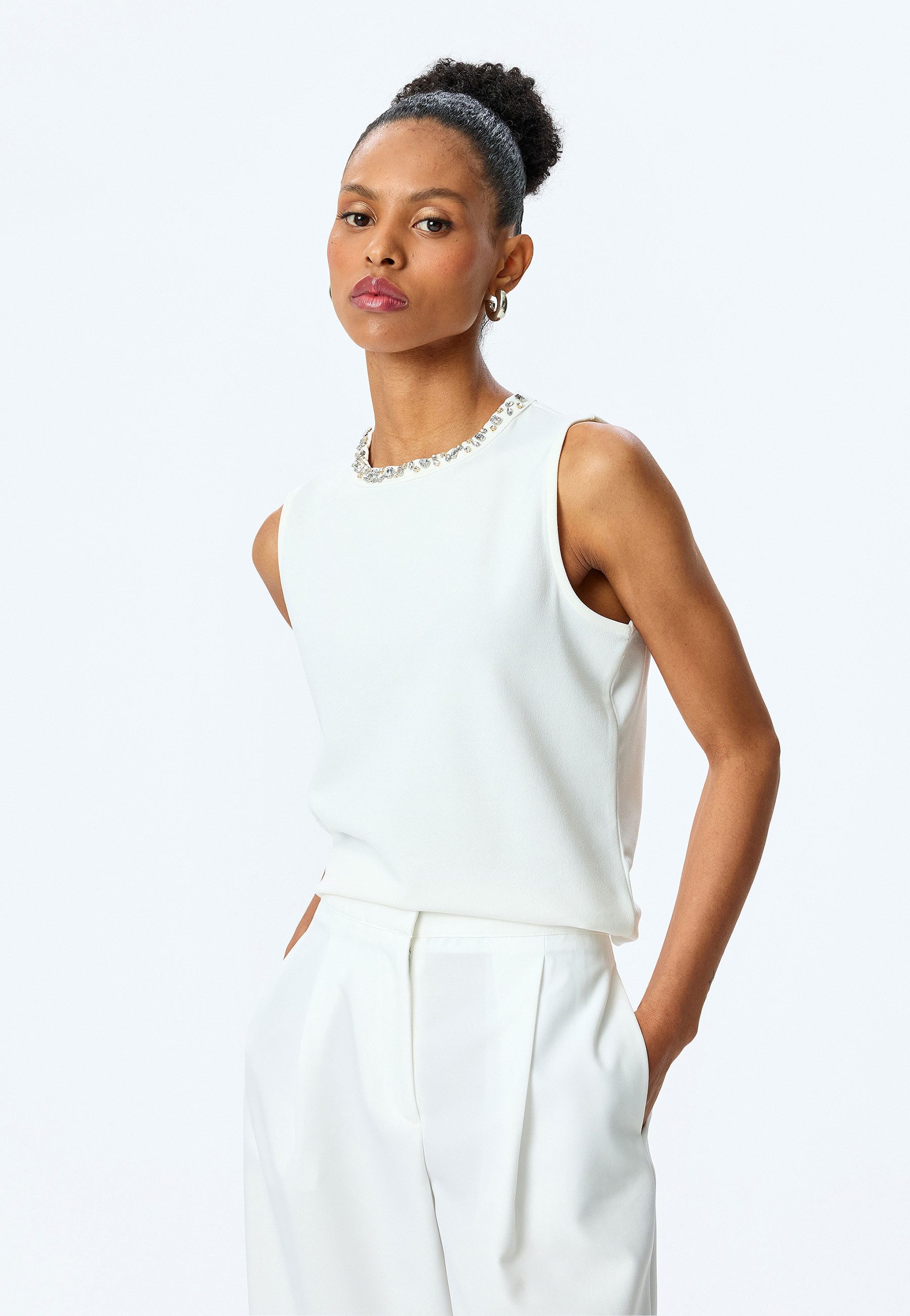 Koton Tanktop Rundhalsausschnitt Ärmellos Tanktop günstig online kaufen