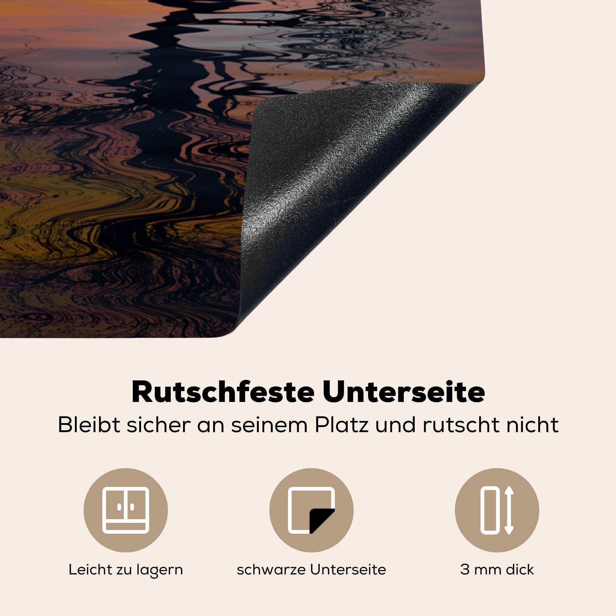 Herdblende-/Abdeckplatte und für cm, (1 Vinyl, tlg), Arbeitsplatte Ceranfeldabdeckung, Elefant Sonnenuntergang, MuchoWow küche 78x78