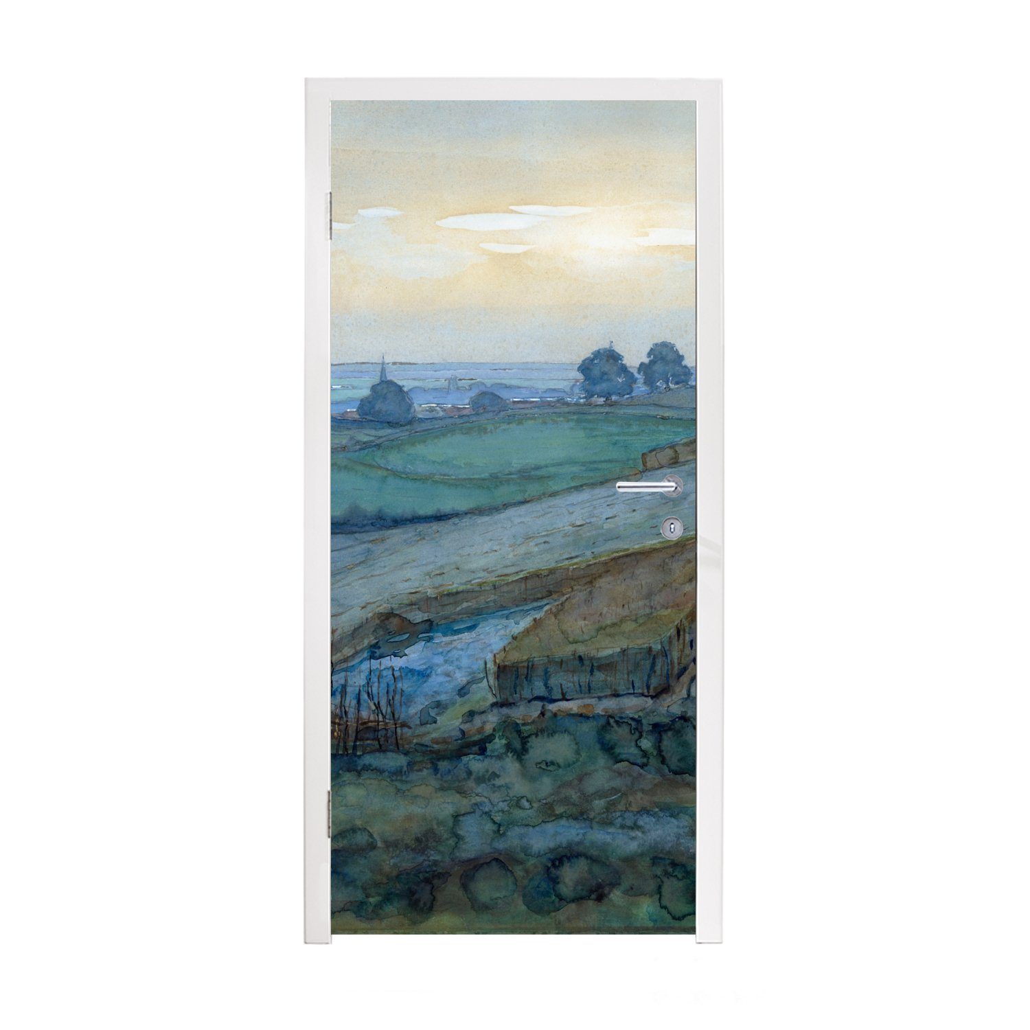 Piet Mondrian, Türtapete (1 Tür, St), cm für 75x205 Arnheim MuchoWow Türaufkleber, bedruckt, Fototapete Matt, - bei Landschaft