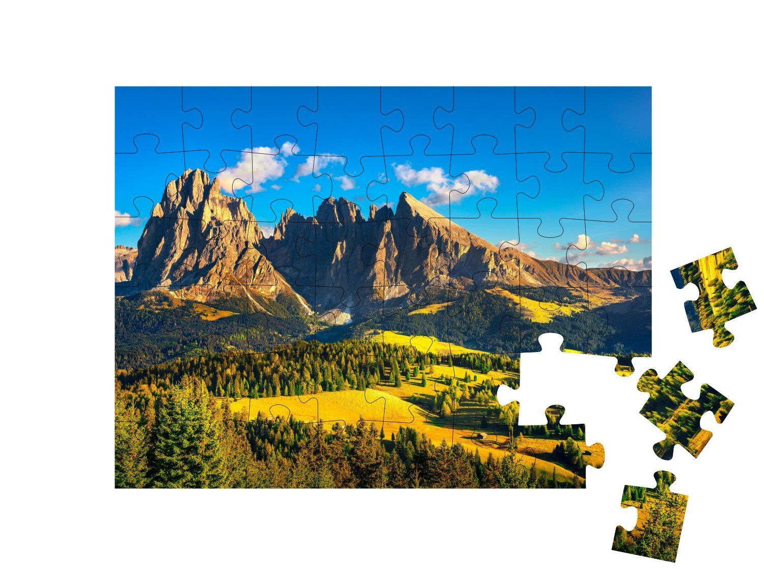 puzzleYOU-Kollektionen Alm, 48 Alm oder Seiser Puzzleteile, puzzleYOU Puzzle Seiser