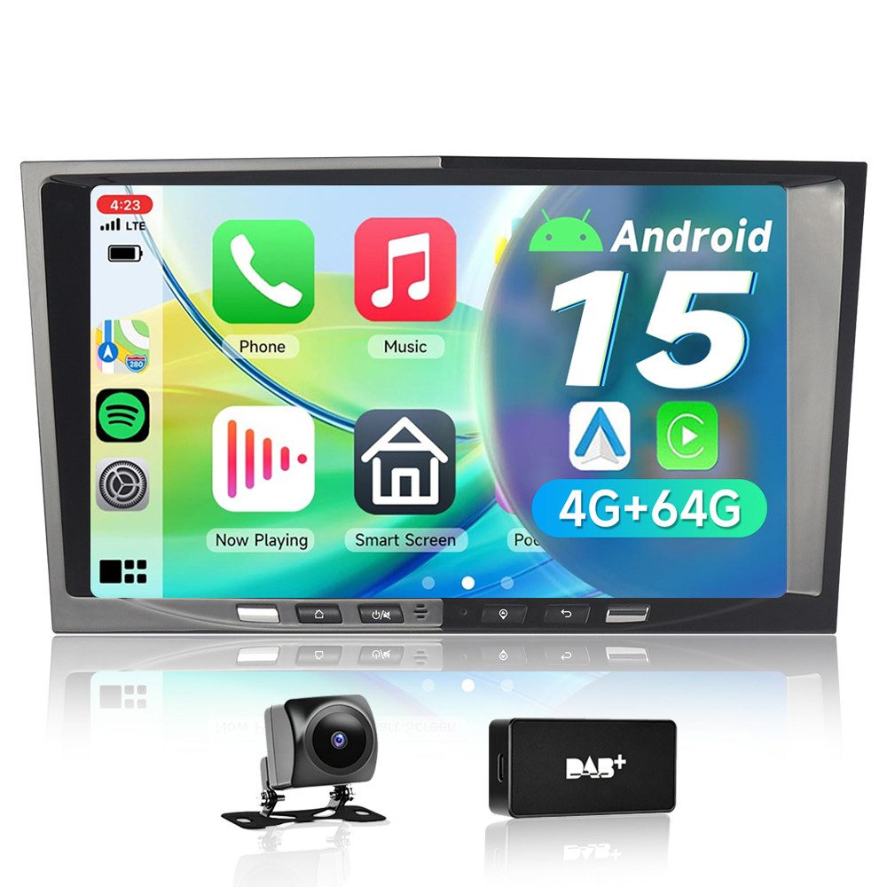 A-Sure 8 Core 4+64G Android 15 Carplay GPS Für Opel Corsa D C Astra H Vectra Autoradio (Digitalradio (DAB), Carplay Android Auto Bluetooth EQ USB GPS Navi WIFI Touchscreen)