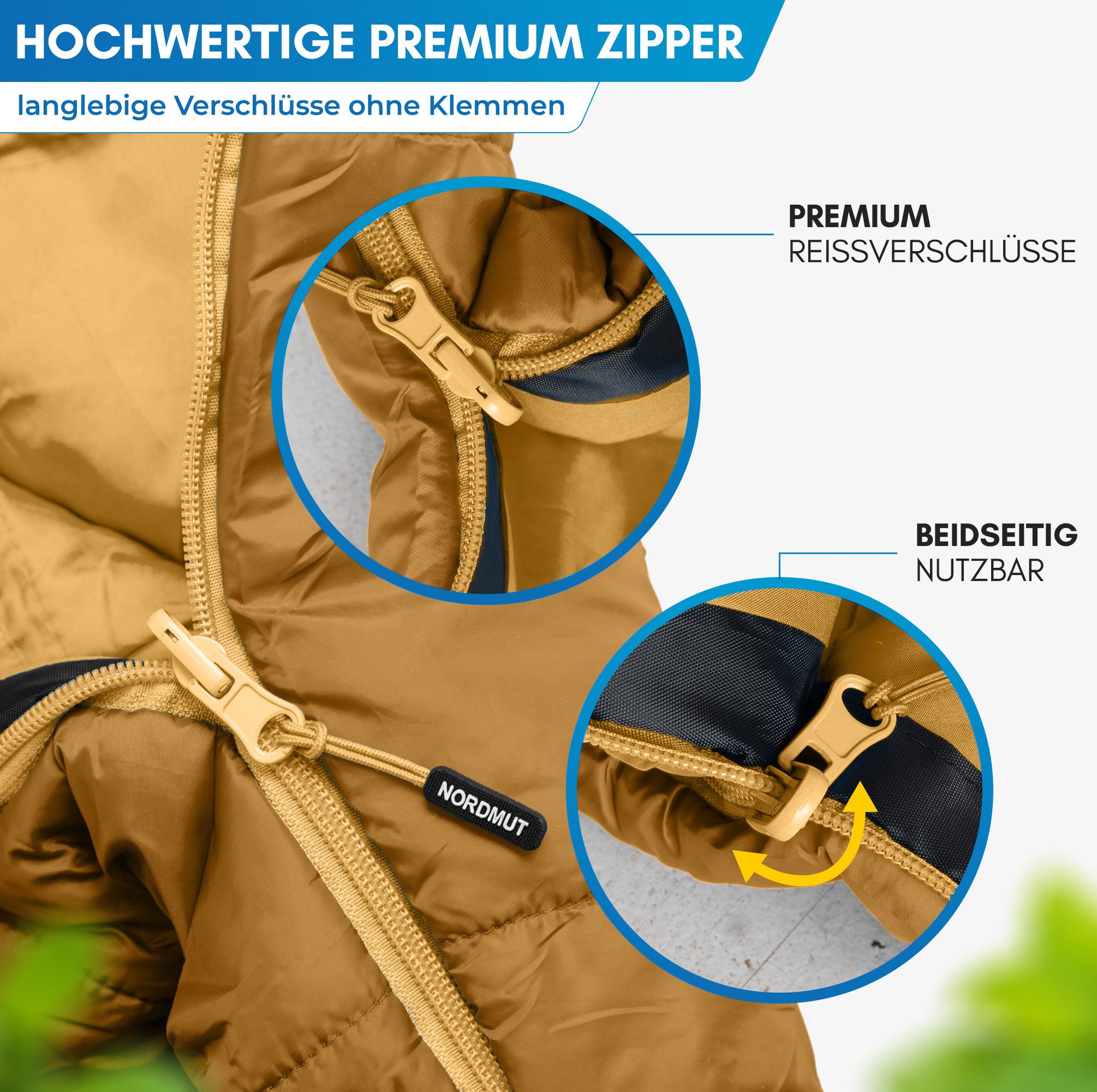 Nordmut Mumienschlafsack für Kinder mitwachsend, 3 Jahreszeiten, Camping Outdoor, leicht, warm (Spar-Set, 1 tlg., Nordmut Bukke + Kompressionsbeutel + Sticker), atmungsaktiv, wasserabweisend, kleines Packmaß, 2-Wege-Reißverschluss