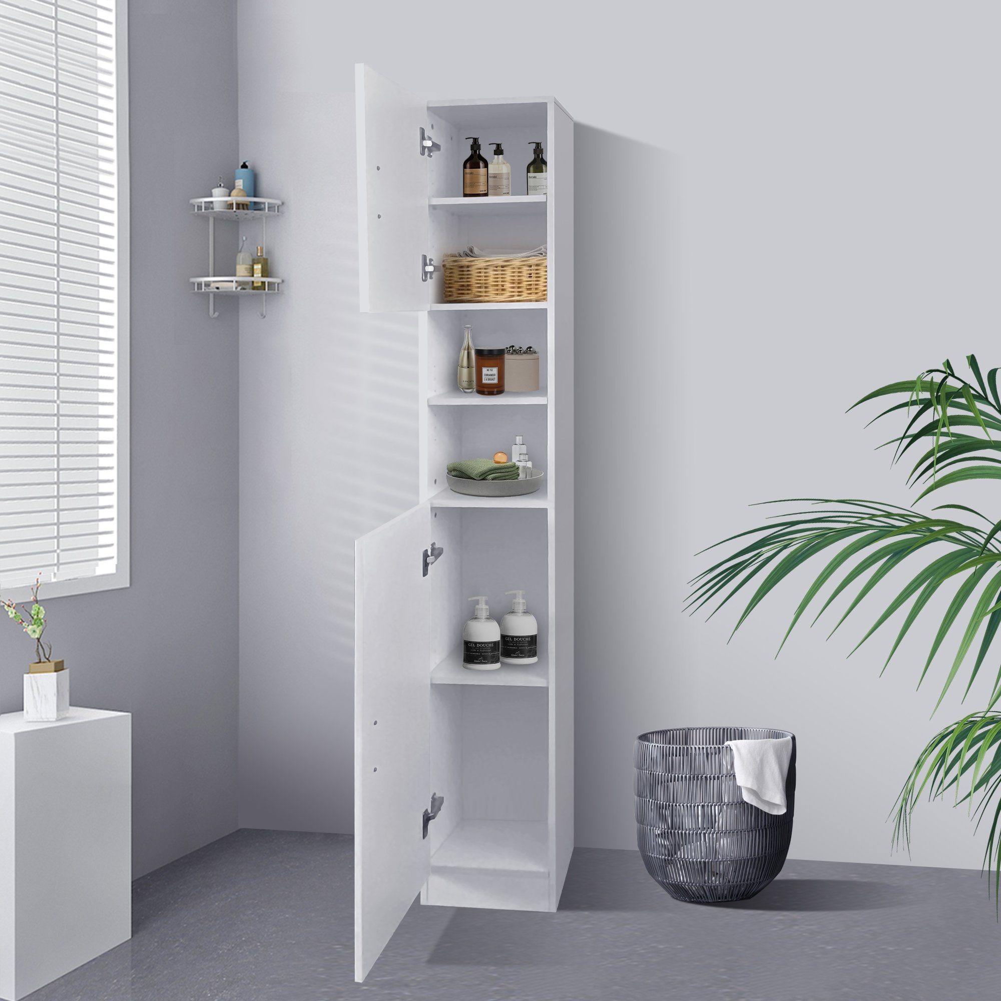 30x190x25 cm MDF Weiß Badezimmerspiegelschrank Badezimmerschrank aus ML-Design ML-DESIGN