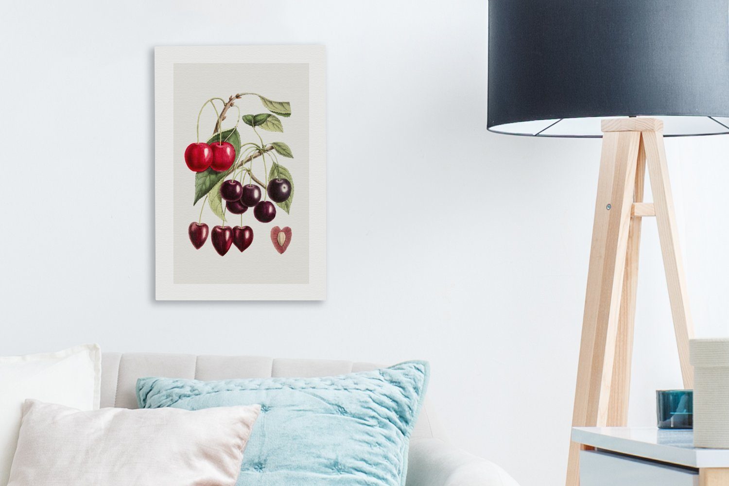 cm Leinwandbild Gemälde, inkl. Lebensmittel Zackenaufhänger, - - fertig bespannt OneMillionCanvasses® 20x30 (1 Kirschen St), Leinwandbild Obst,