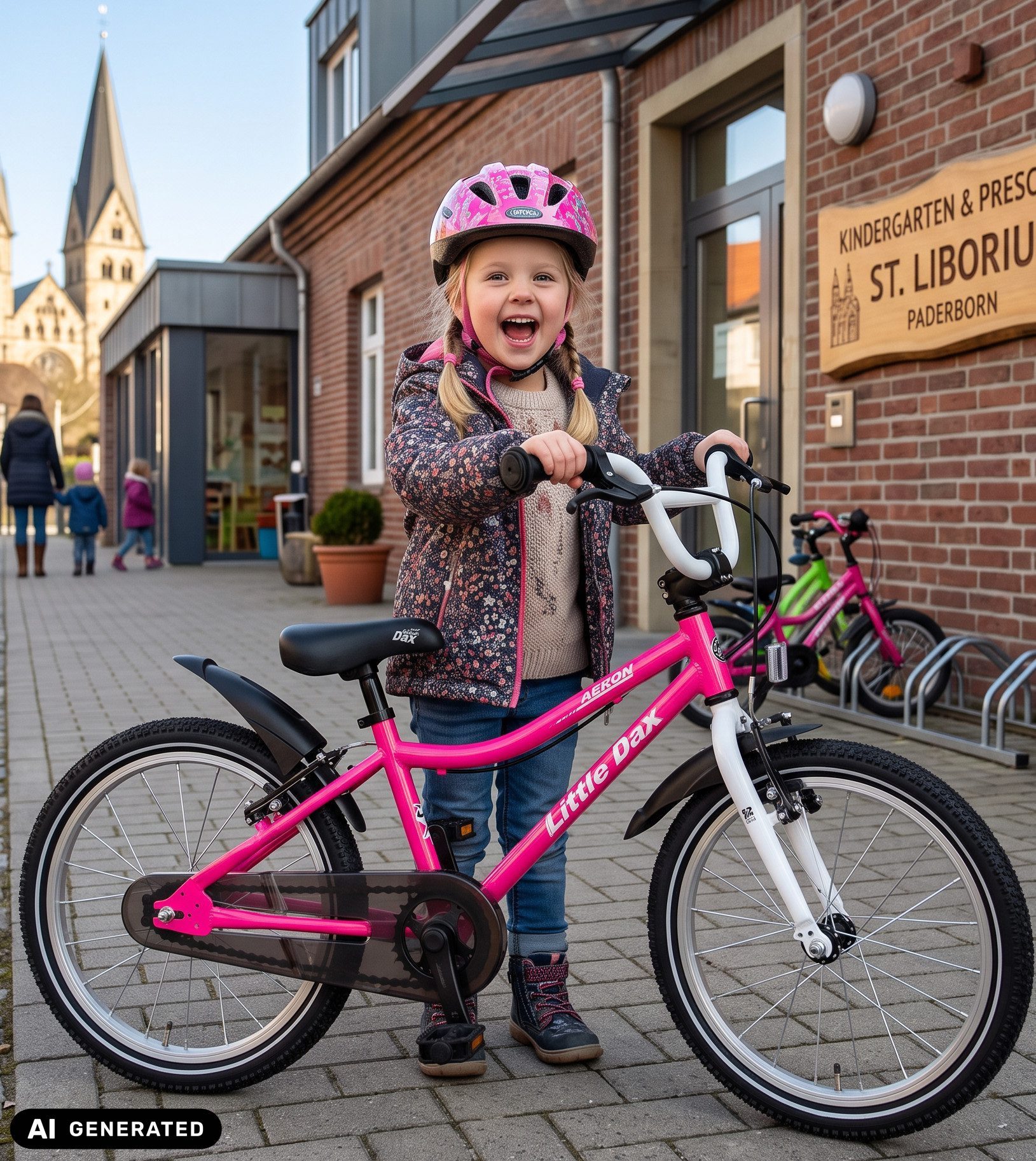 Bachtenkirch Kinderfahrrad 18 Zoll Pink Mädchen Fahrrad ab 4 Jahre, Schrittlänge des Kindes ab 48 cm, Einstellbare Sattelhöhe 52 bis 60 cm
