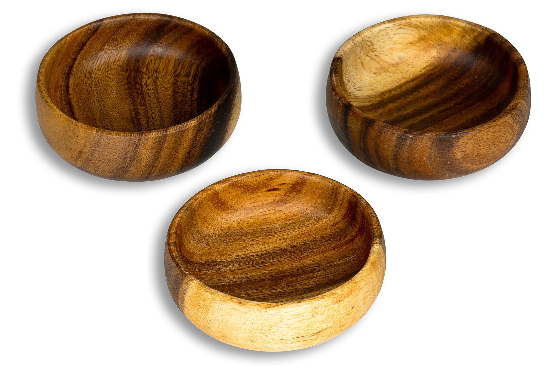 Holz Snackschale Levandeo® 3er 10x3cm Set Obstschale Akazie Rund Schale Design Dekoteller,