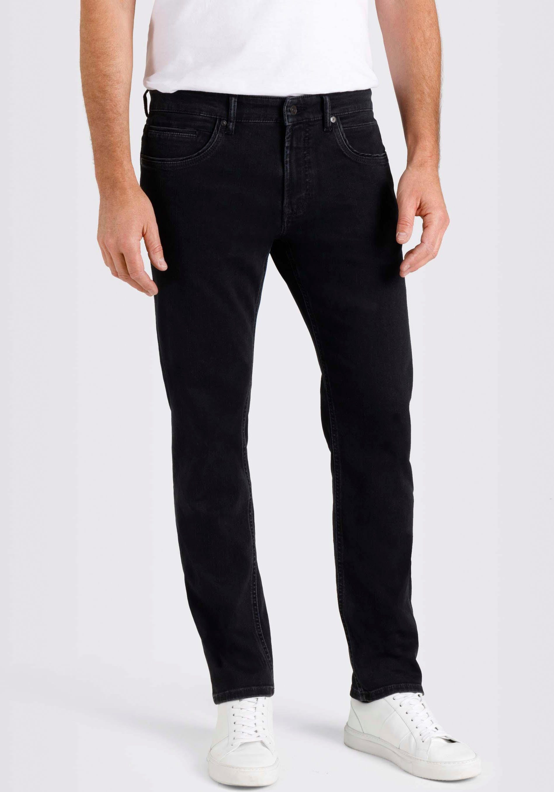 washed Arne MAC Straight-Jeans black Pipe