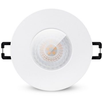 linovum LED Einbaustrahler 10er Set flache LED Einbauleuchte IP65 in rund & matt weiss mit LED, Leuchtmittel inklusive