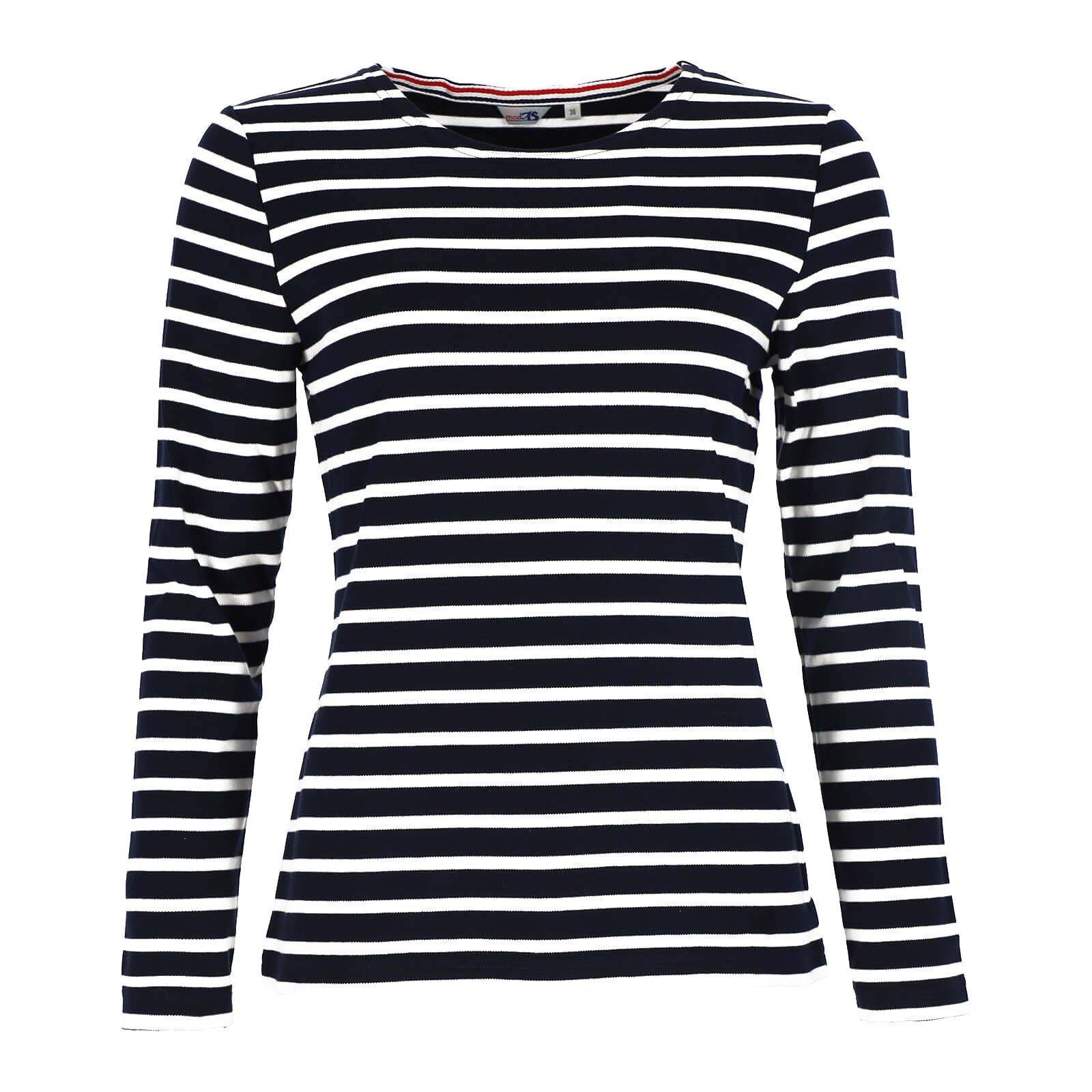 modAS Langarmshirt Damen Langarm-Shirt mit Streifen Bretonisches Streifensh günstig online kaufen