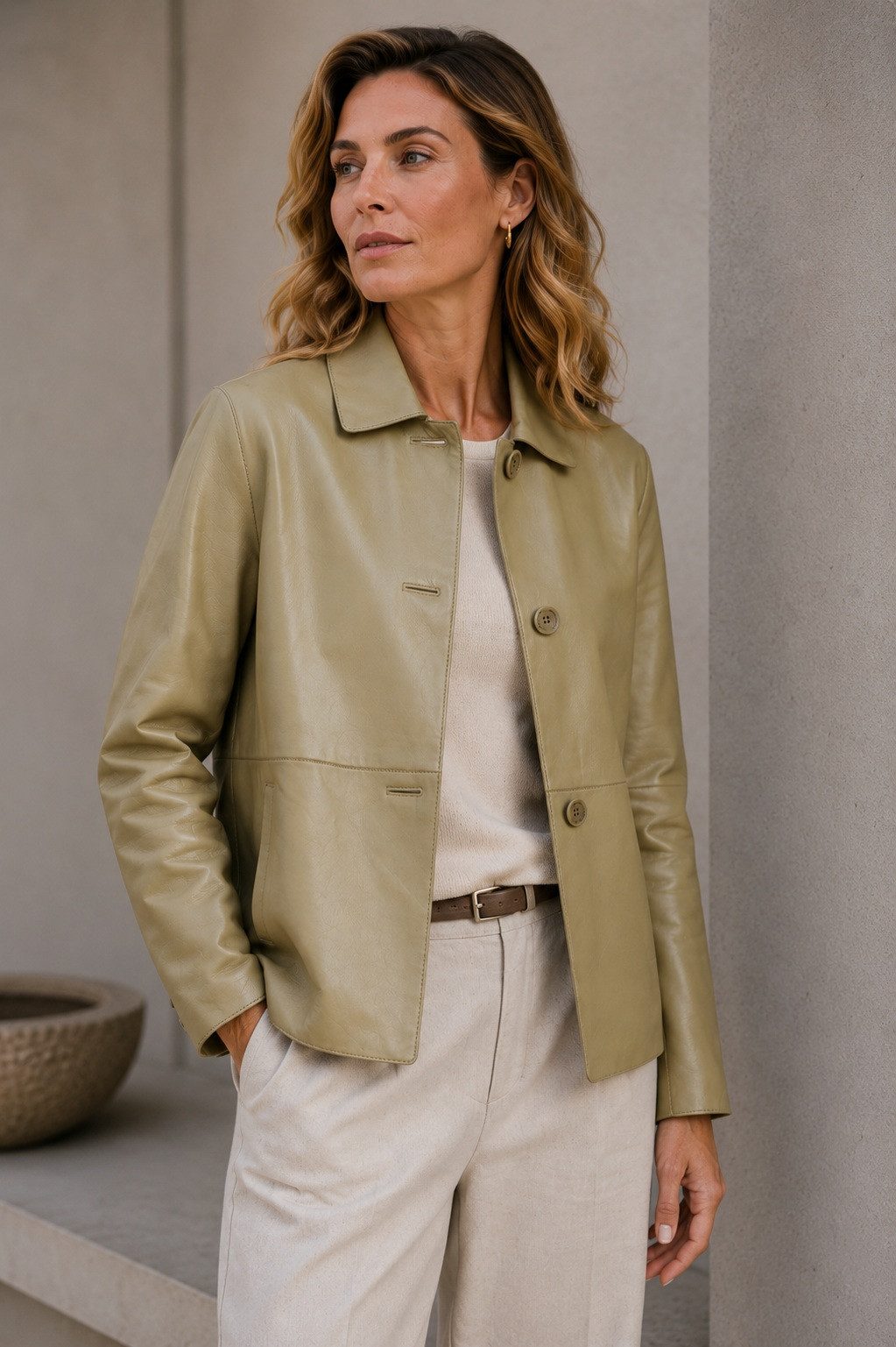 MILESTONE Lederjacke MSBell mit Knopfleiste aus Lammleder