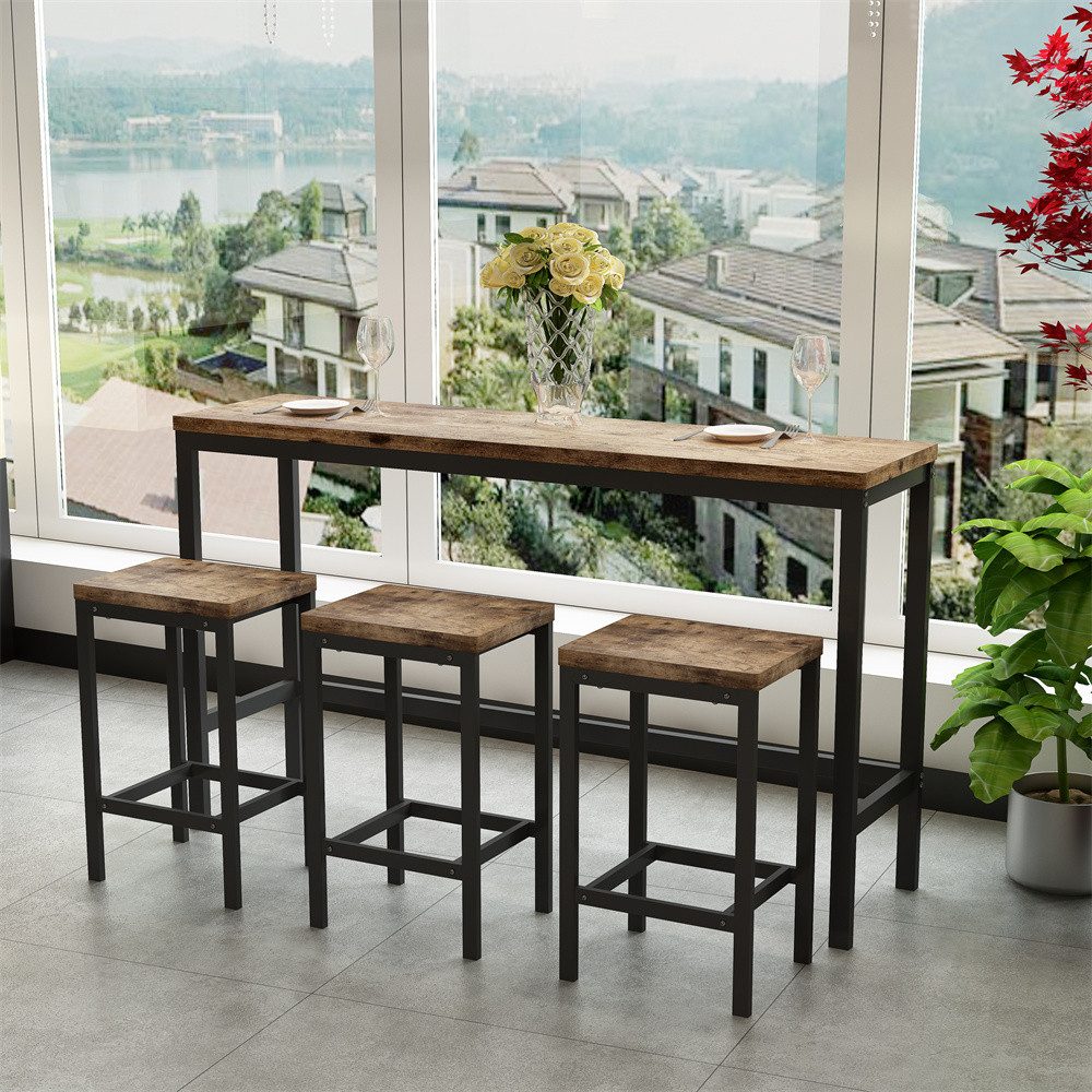 MODFU Esstisch Dining Table,Moderne Esstisch mit 3 Hockern (Moderne Küche Esszimmer Tisch Set mit 3 Barhockern, 4-St., Long Dining Table Set with 3 Stools)