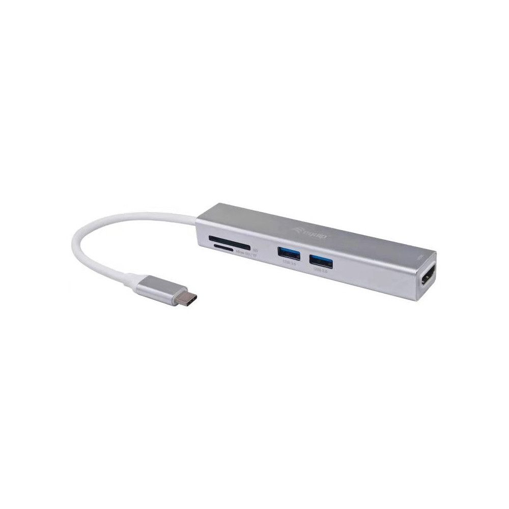 Equip Mehrfachsteckdose (4 USB 3.0 / 2.0 Ports, Plug-and-play Installation, Kompatibel mit verschiedenen Geräten, Hochgeschwindigkeits-Datenübertragung, Robustes Gehäuse, Robustes Gehäuse für Langlebigkeit), Hochgeschwindigkeits-Datenübertragung
