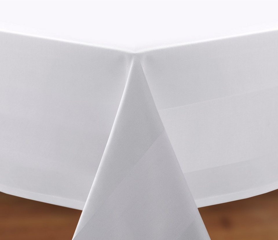 Tischdecke Vollzwirn Damast 100x100 cm weiß Gastro Hotel Wäscherei Pflege