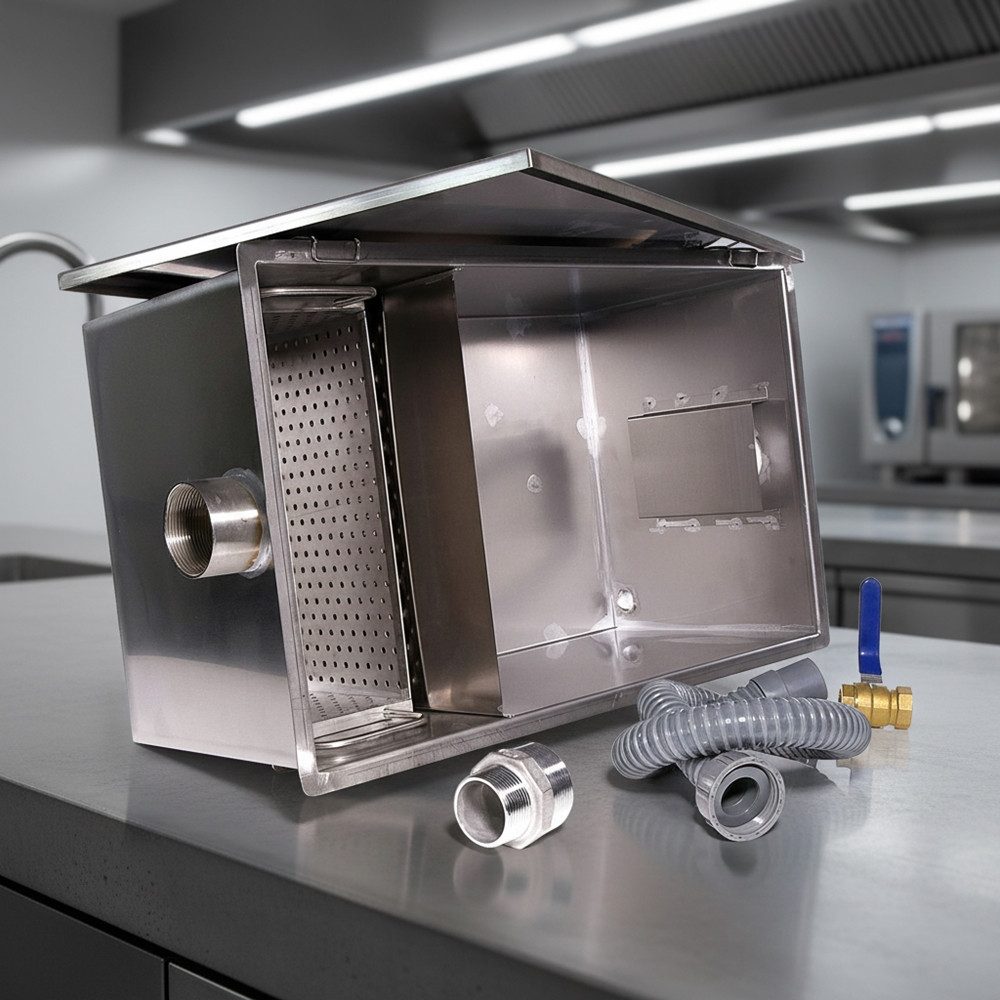 Mucola Fetttrennkanne Fettabscheider 40L Edelstahl Ölabscheider Abscheider Fett-Öl-trenner, Edelstahl, (Stück, 1-St., 40 l Fettabscheider), Edelstahl