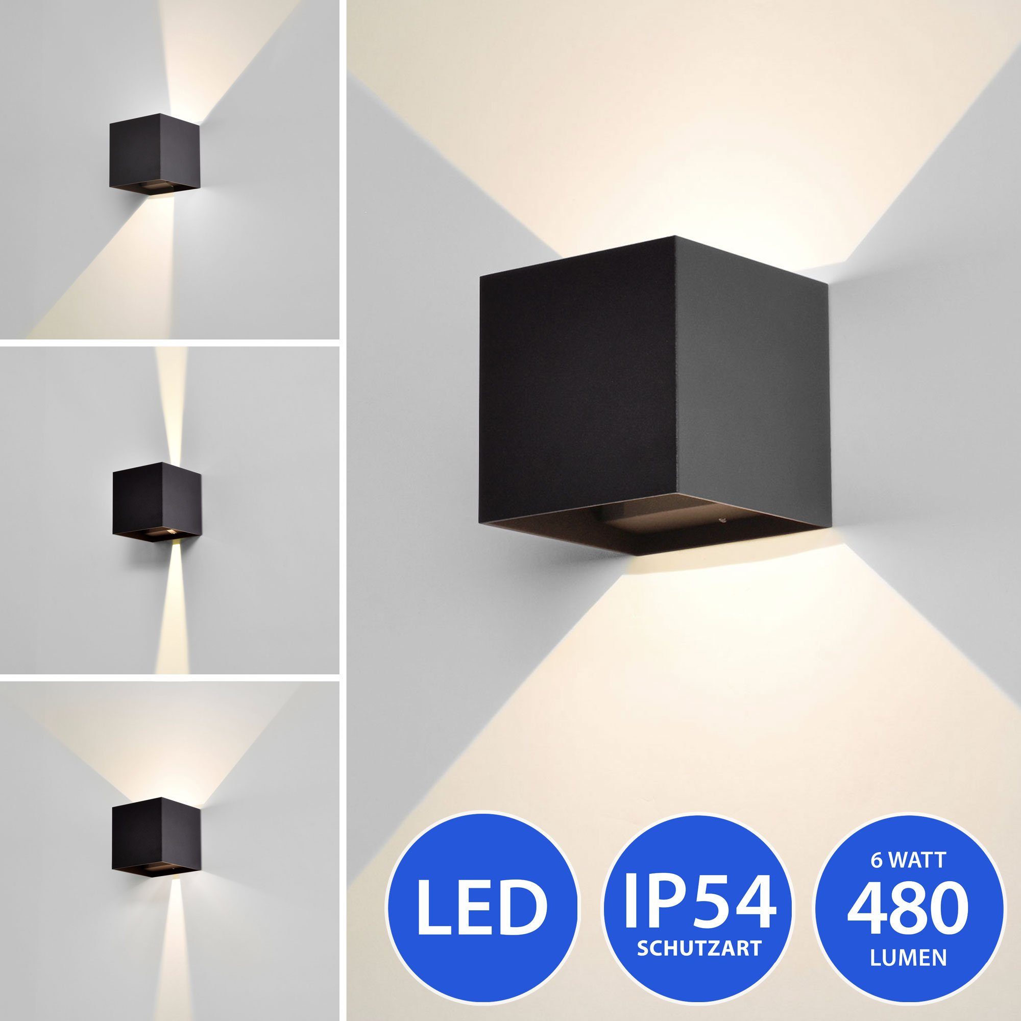 Maxkomfort Wandleuchte »1358D«, LED, Wandleuchte, Up & Down, Würfel
