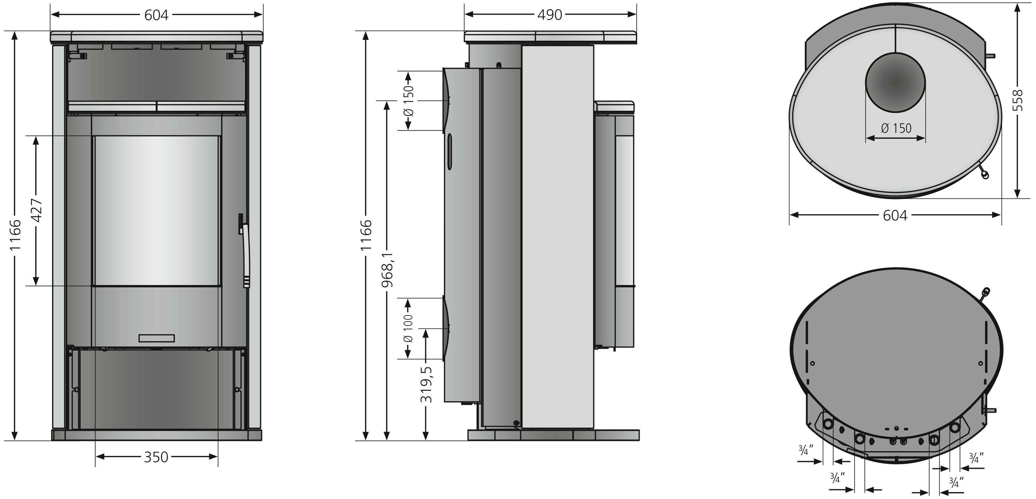 JUSTUS Kaminofen Island Aqua, 10 kW, günstig online kaufen