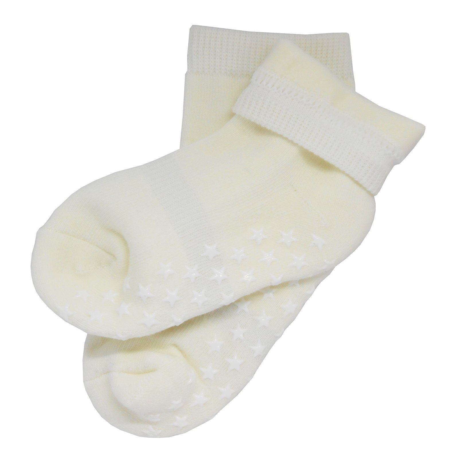 Socken (3-Paar) Creme Rutschfest mit Halbplüsch Weiche warm, und hautfreundlich Babysocken Yalion farben Baumwoll Natur Kinder Langsocken